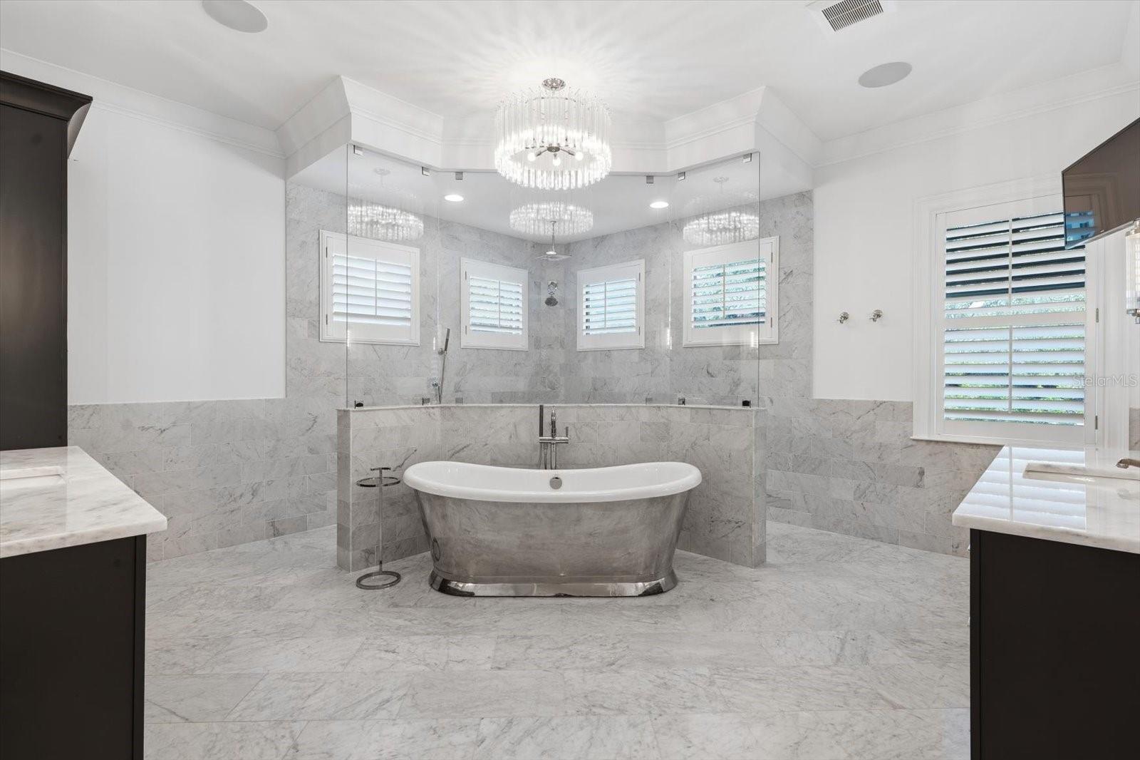 entry into oversized marble bath