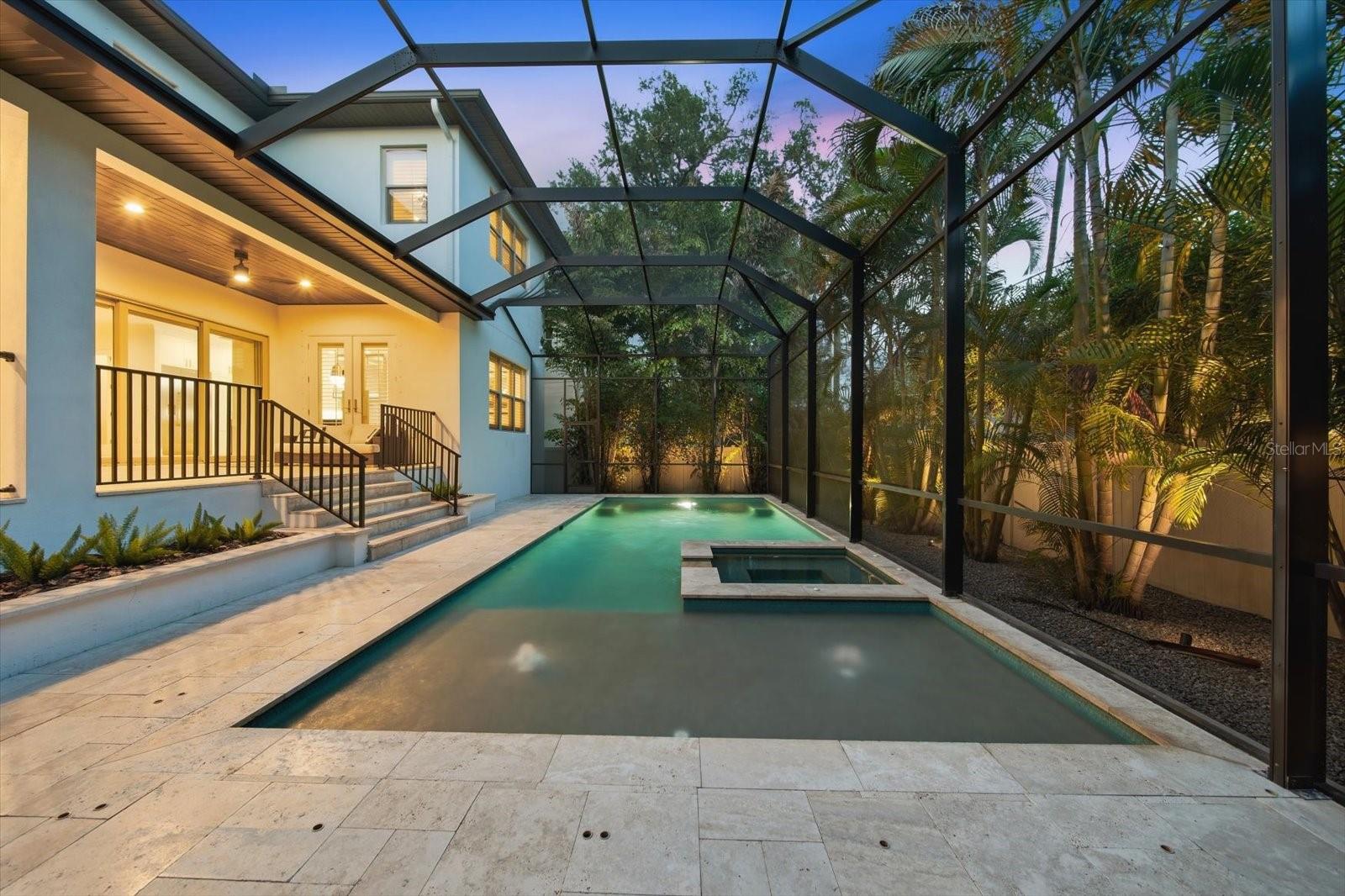rear twilight pool shot