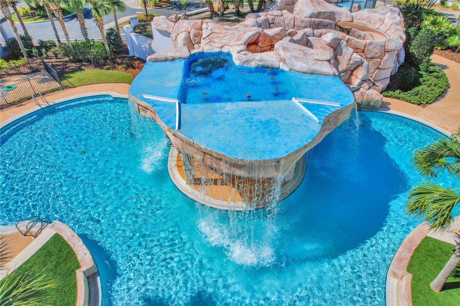 Resort Style Pool with Waterfalls