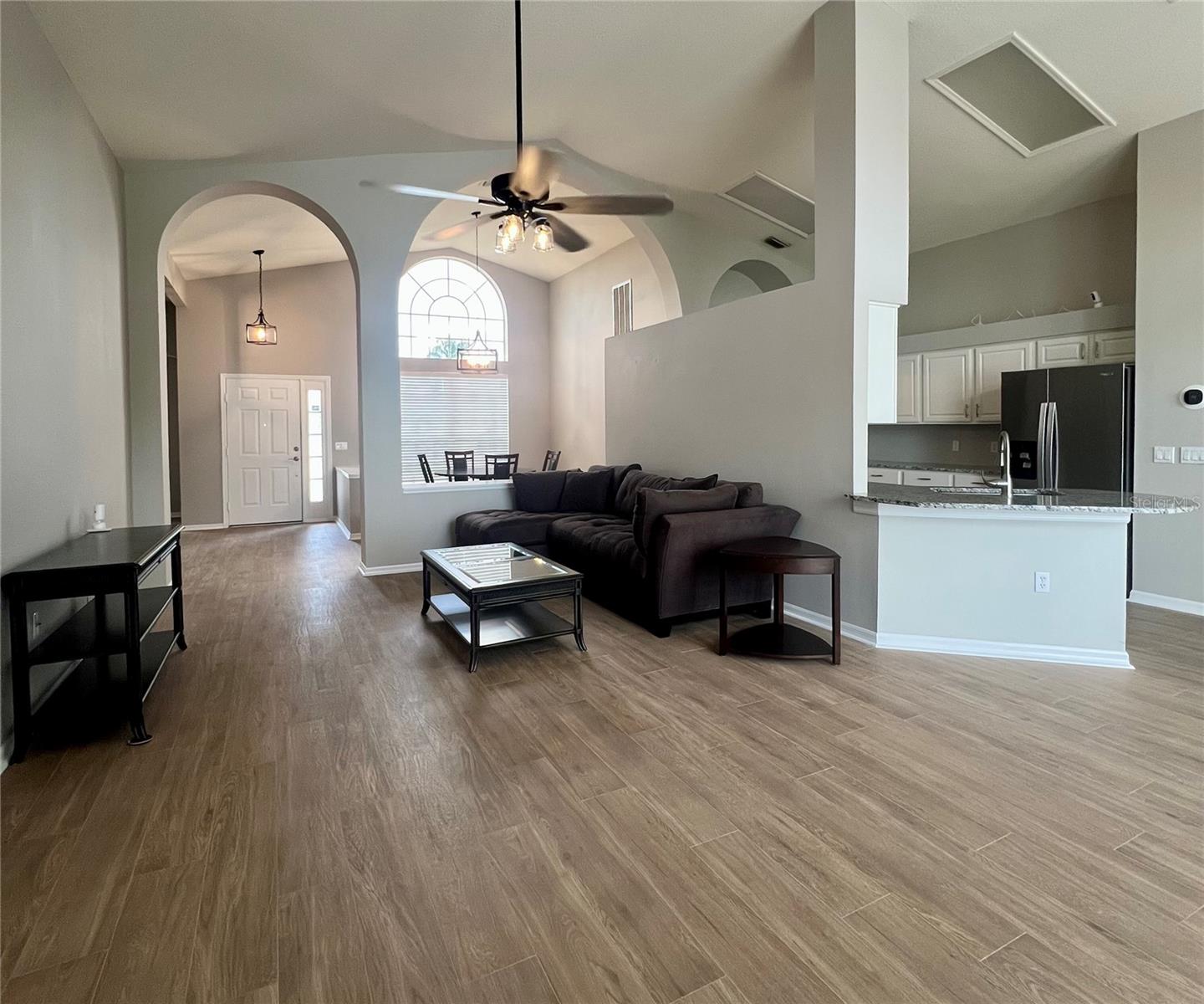 Family room and kitchen