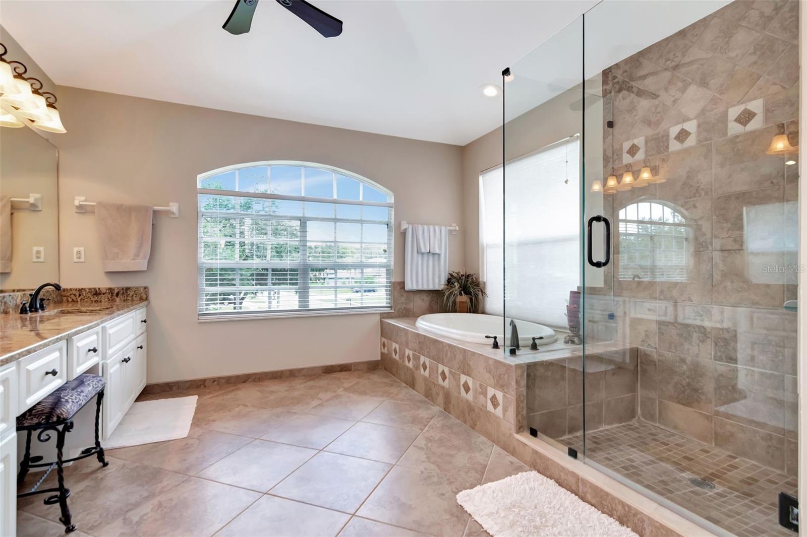 Beautiful Bath Featuring Walk-In Shower & Tub