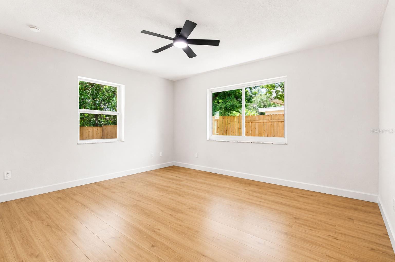 Spacious bedroom with natural light