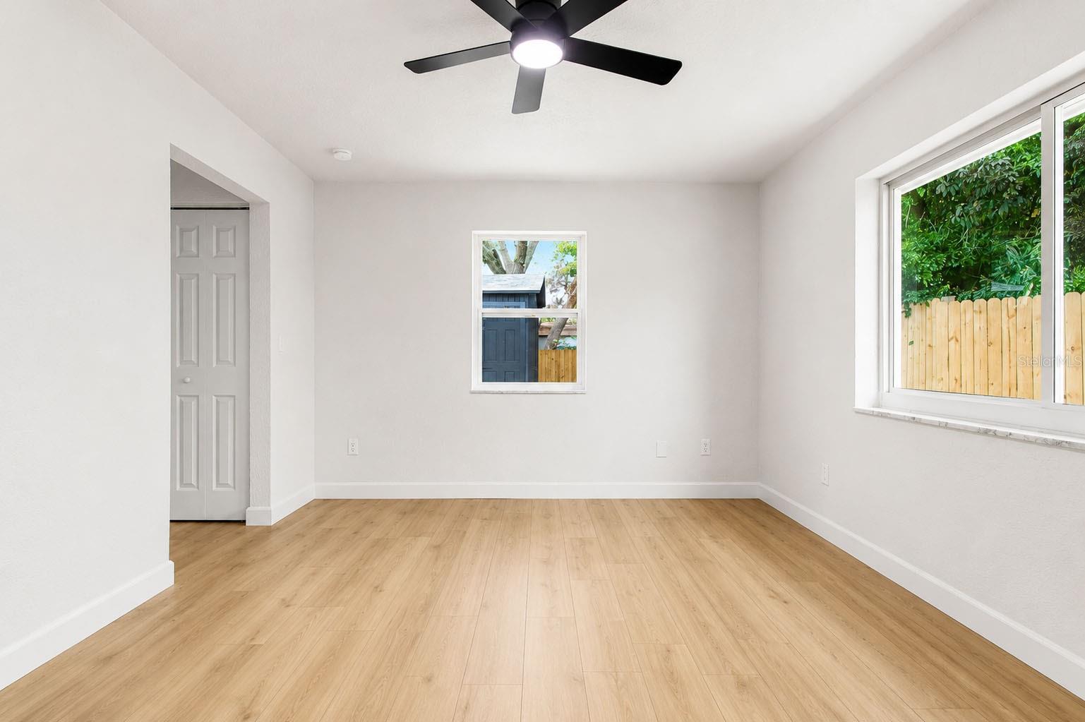 Spacious bedroom with natural light