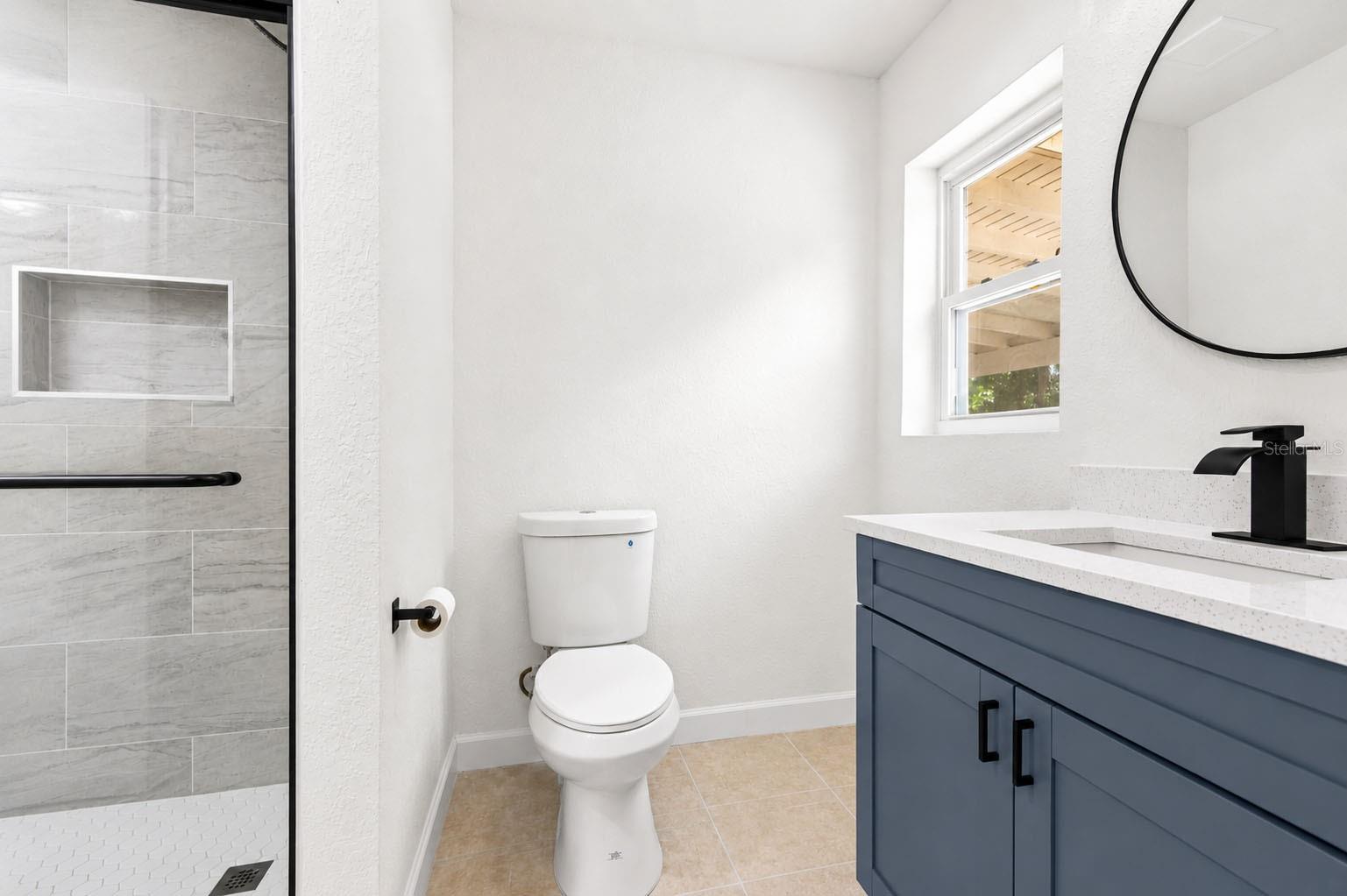 Updated bathroom with modern finishes