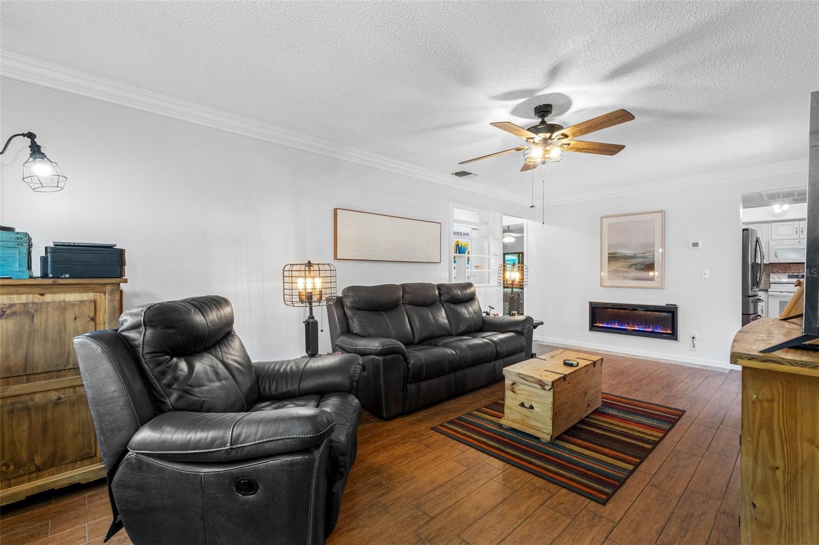 Living Room with electric fireplace
