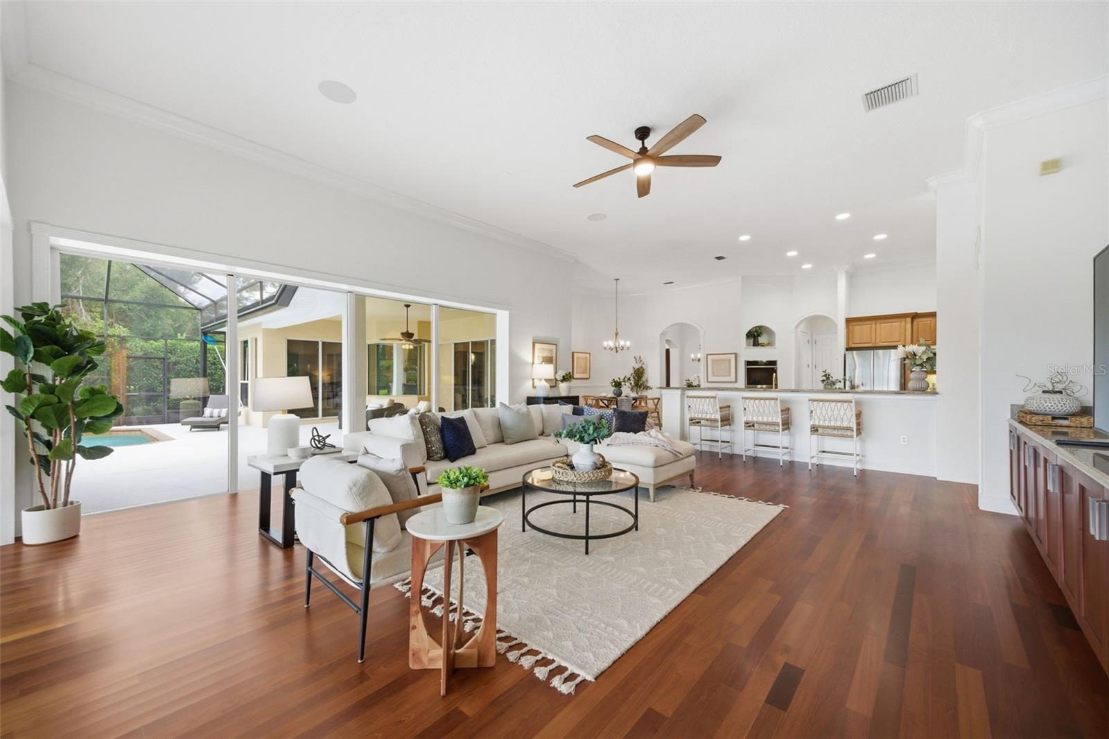 Family room with view of lanai
