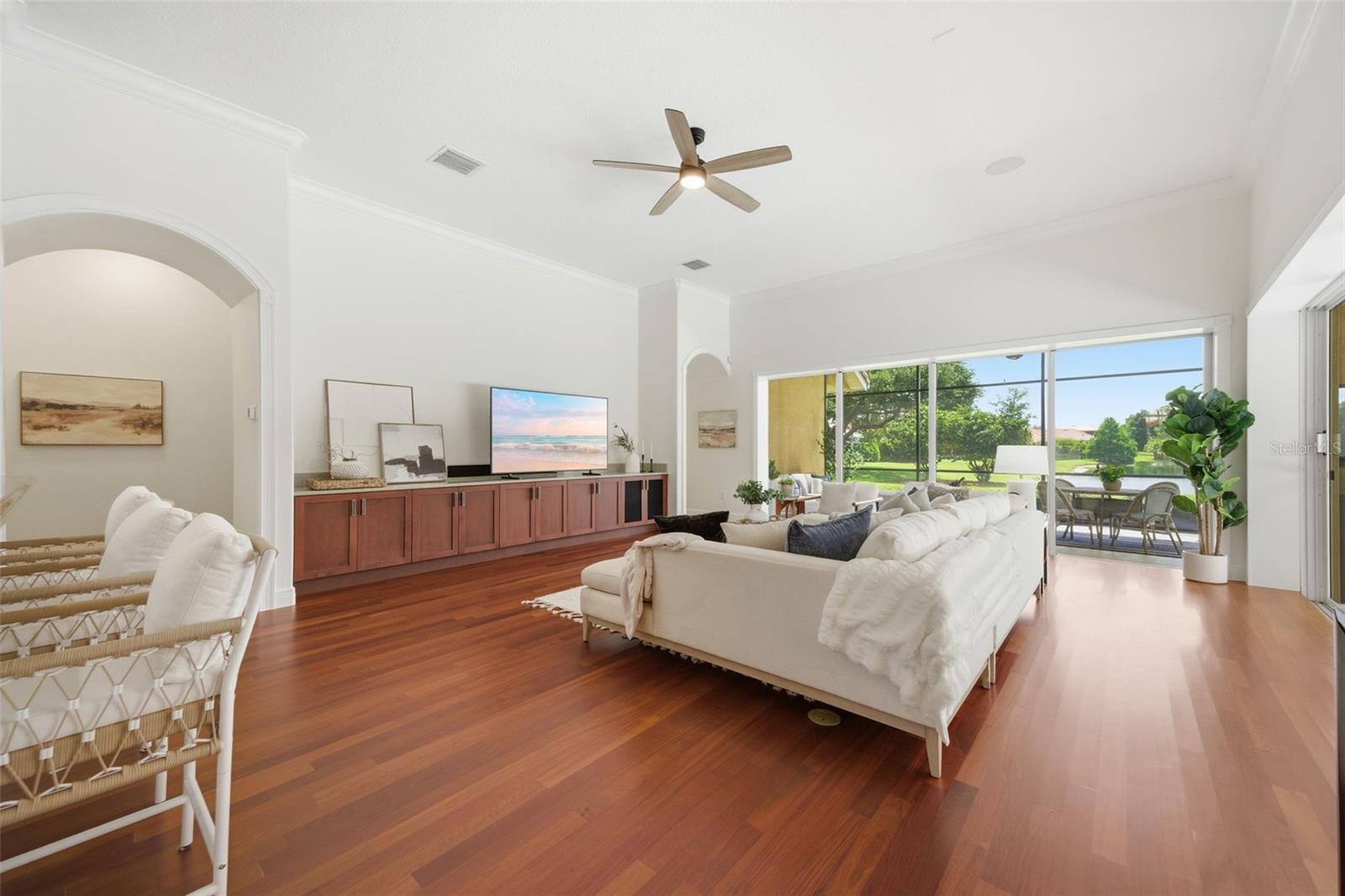 Family room with view of lanai
