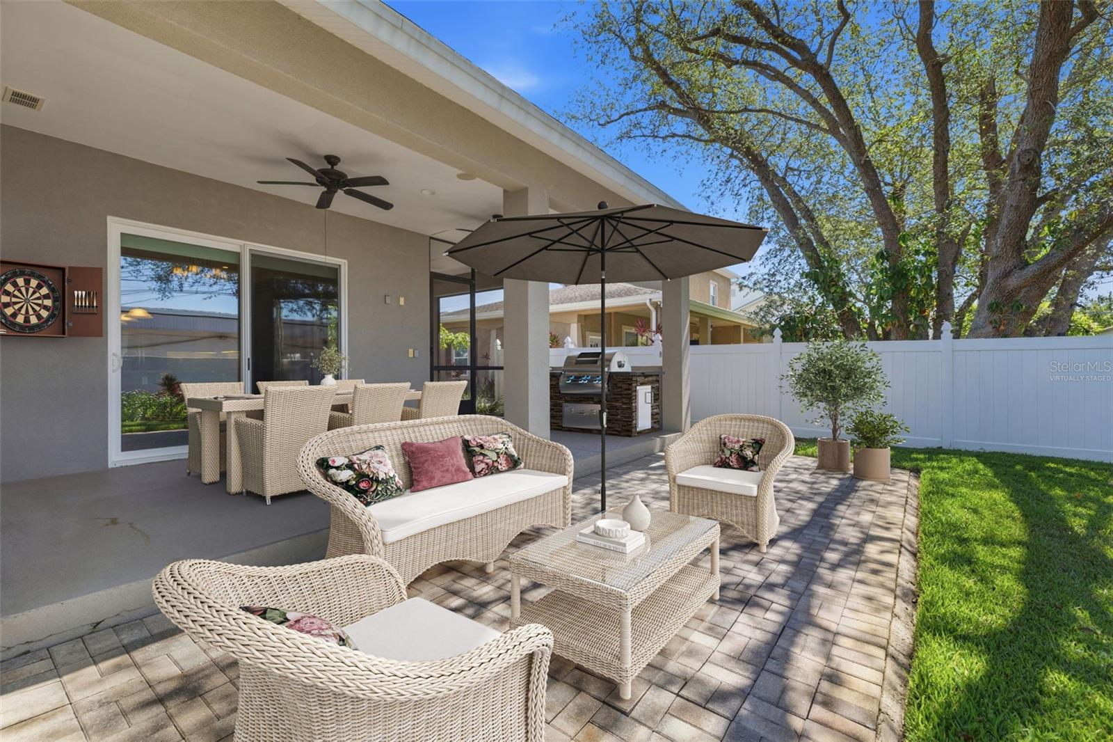 Virtually Staged Rear Covered Porch, Future Outdoor Kitchen
