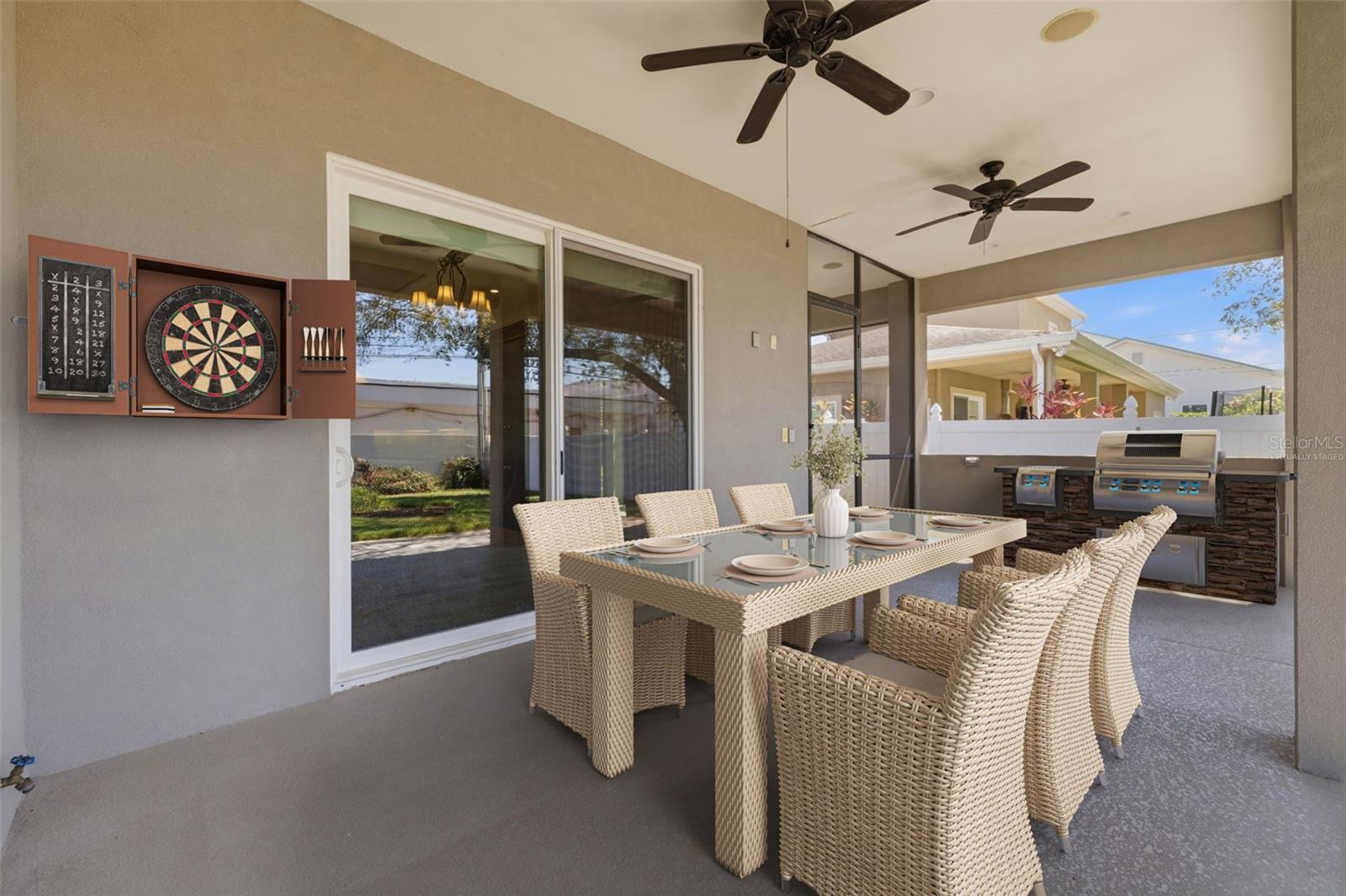 Virtually Staged Rear Covered Porch, Future Outdoor Kitchen