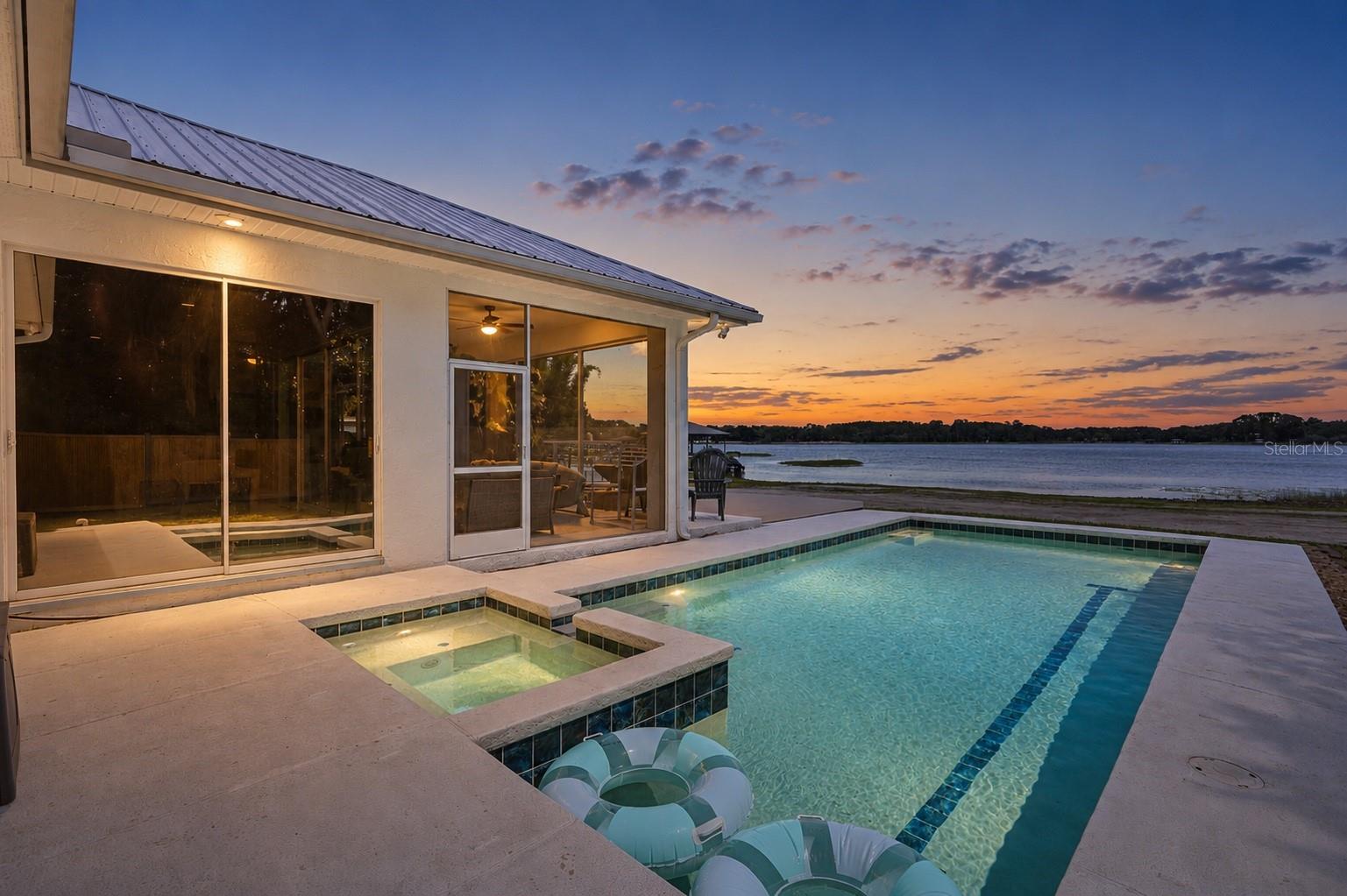 Twilight Pool View over Lake Calm