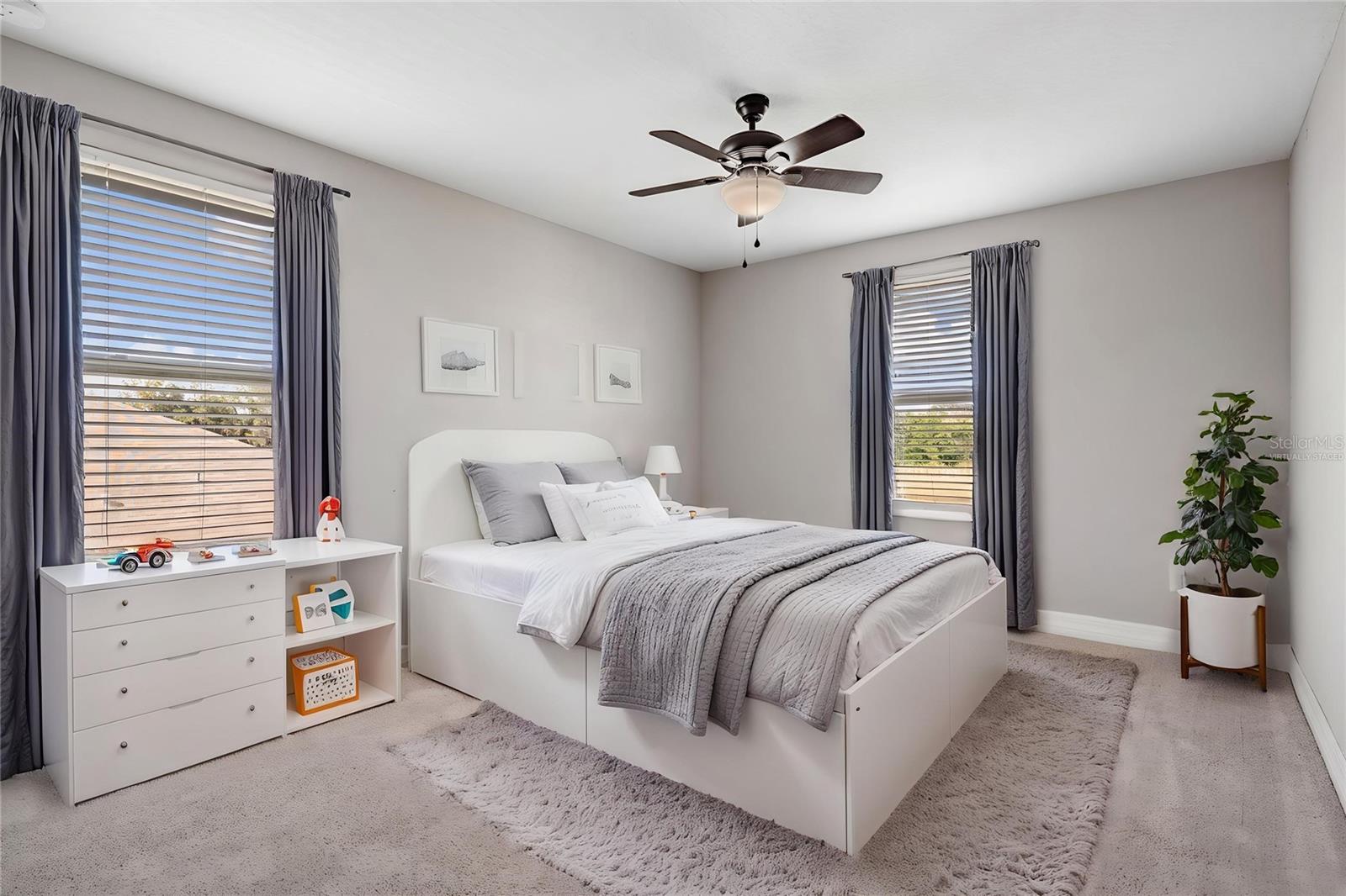 Virtually Staged Upstairs Bedroom