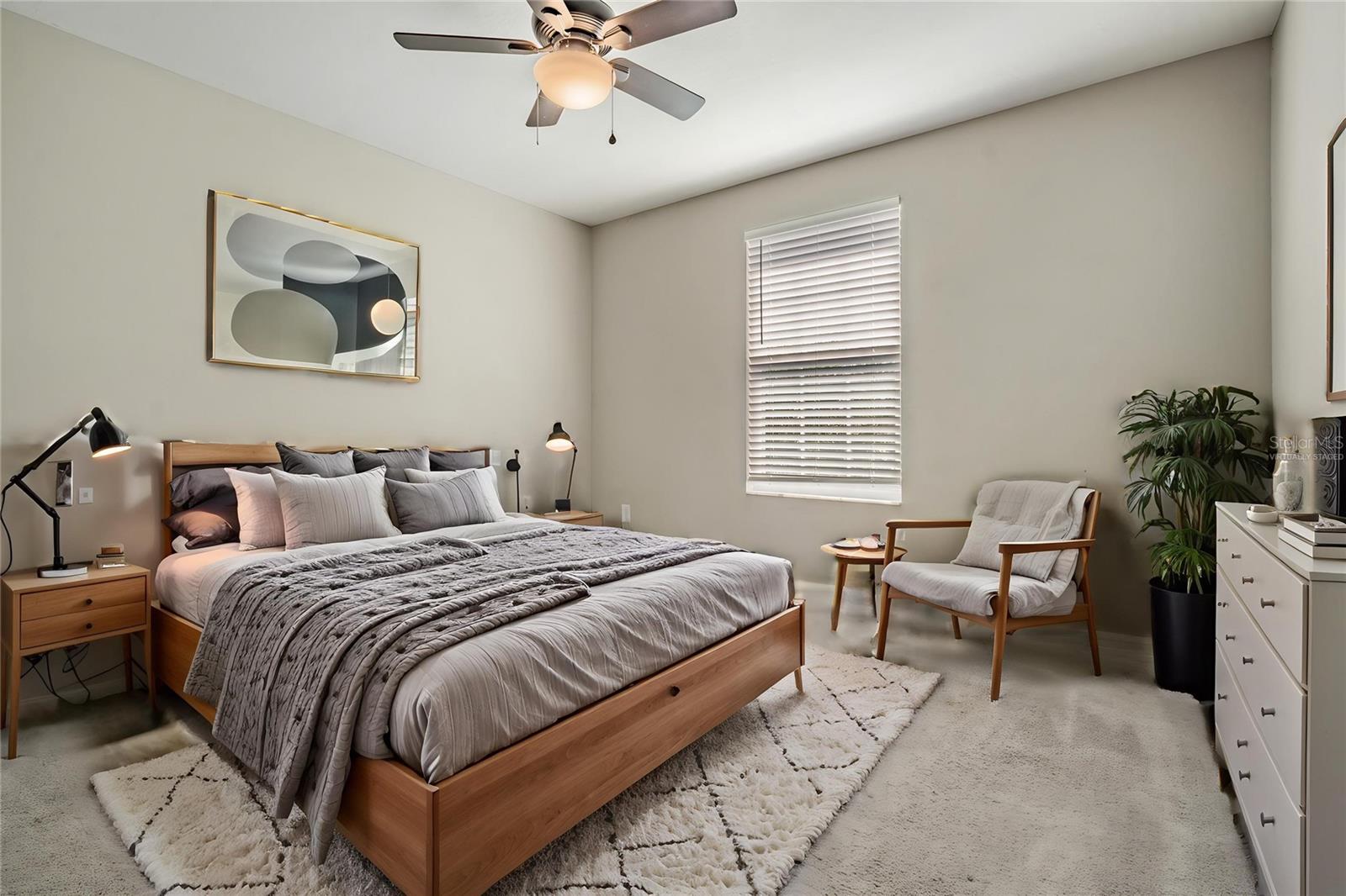 Virtually Staged Upstairs Bedroom