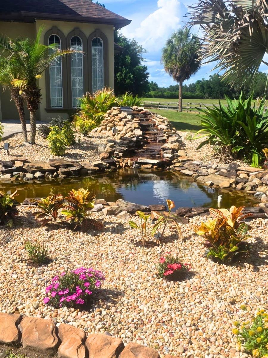 Eco-friendly waterfall feature.