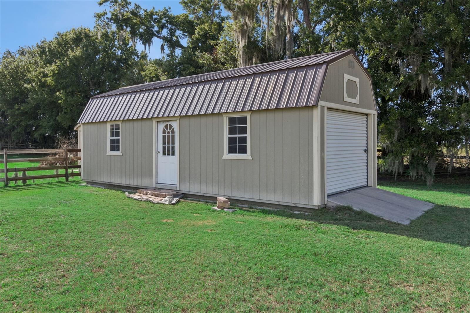 12'x30' powered outdoor shed.