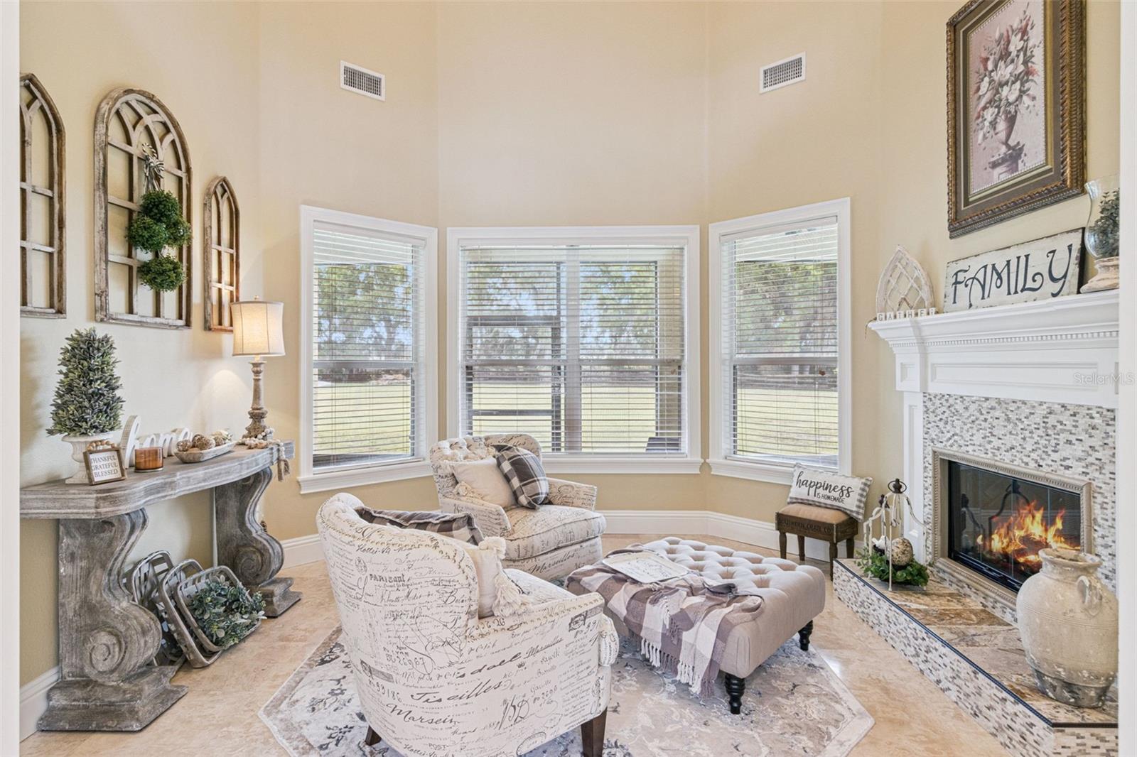Family room with fireplace #1.