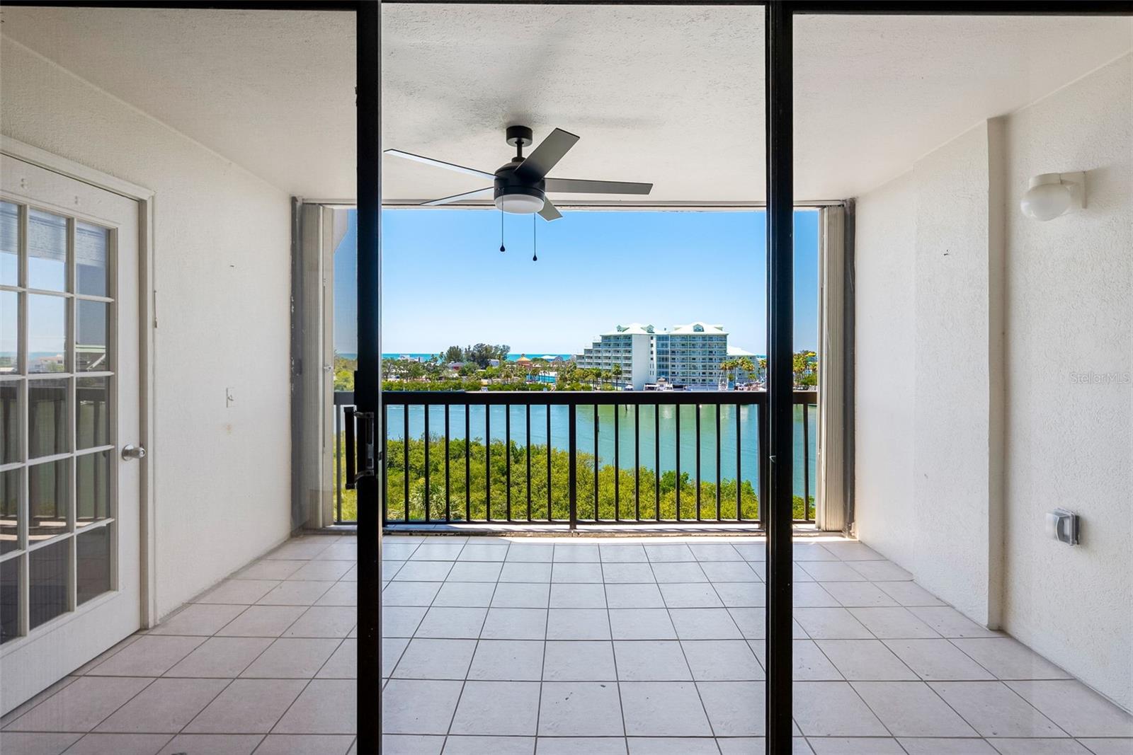 Balcony with storm shutters