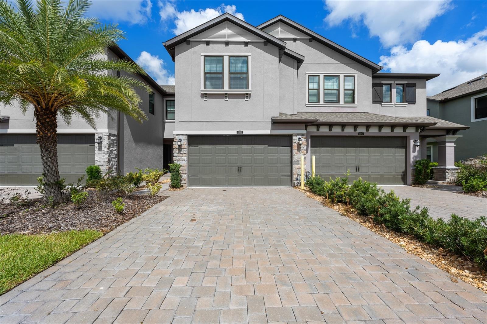 Sizable pavered driveway