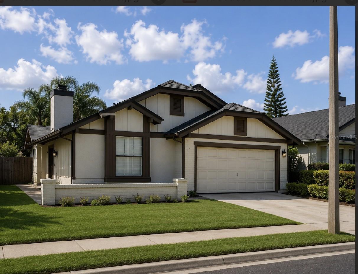 Staged front lawn