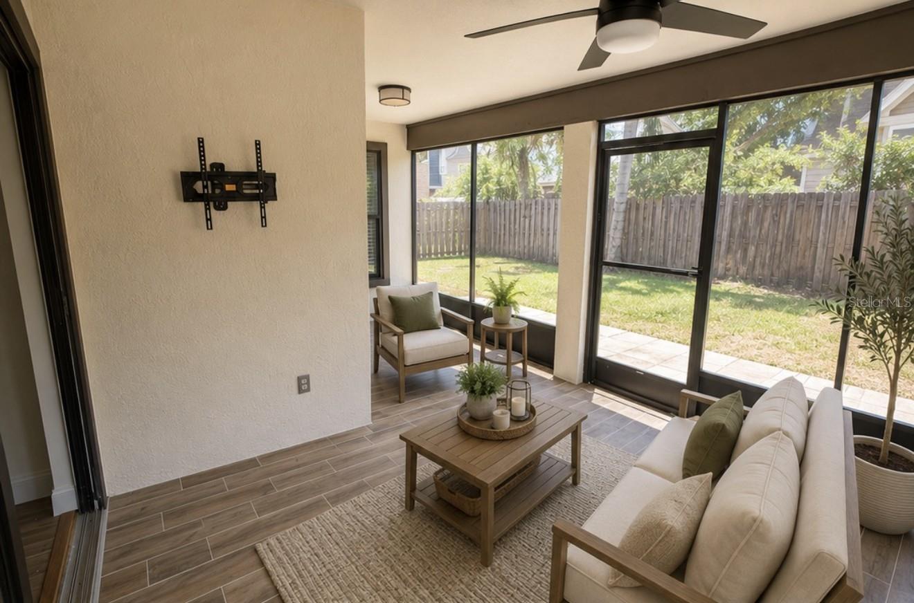 Staged back porch