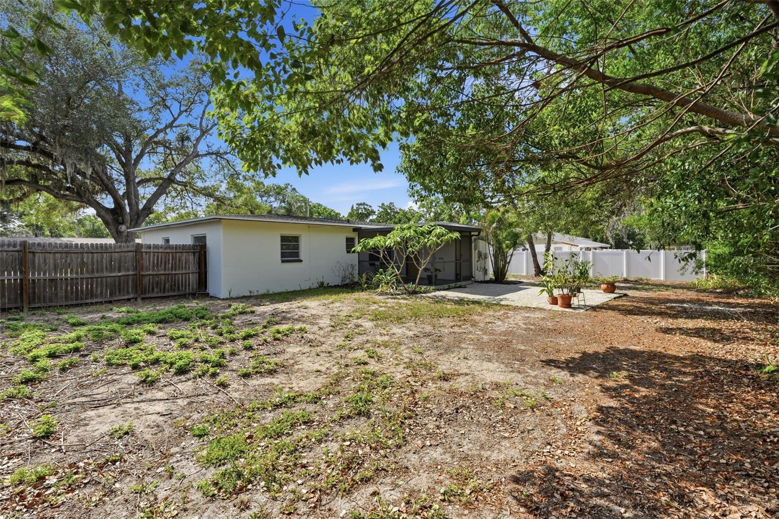 Large fenced backyard