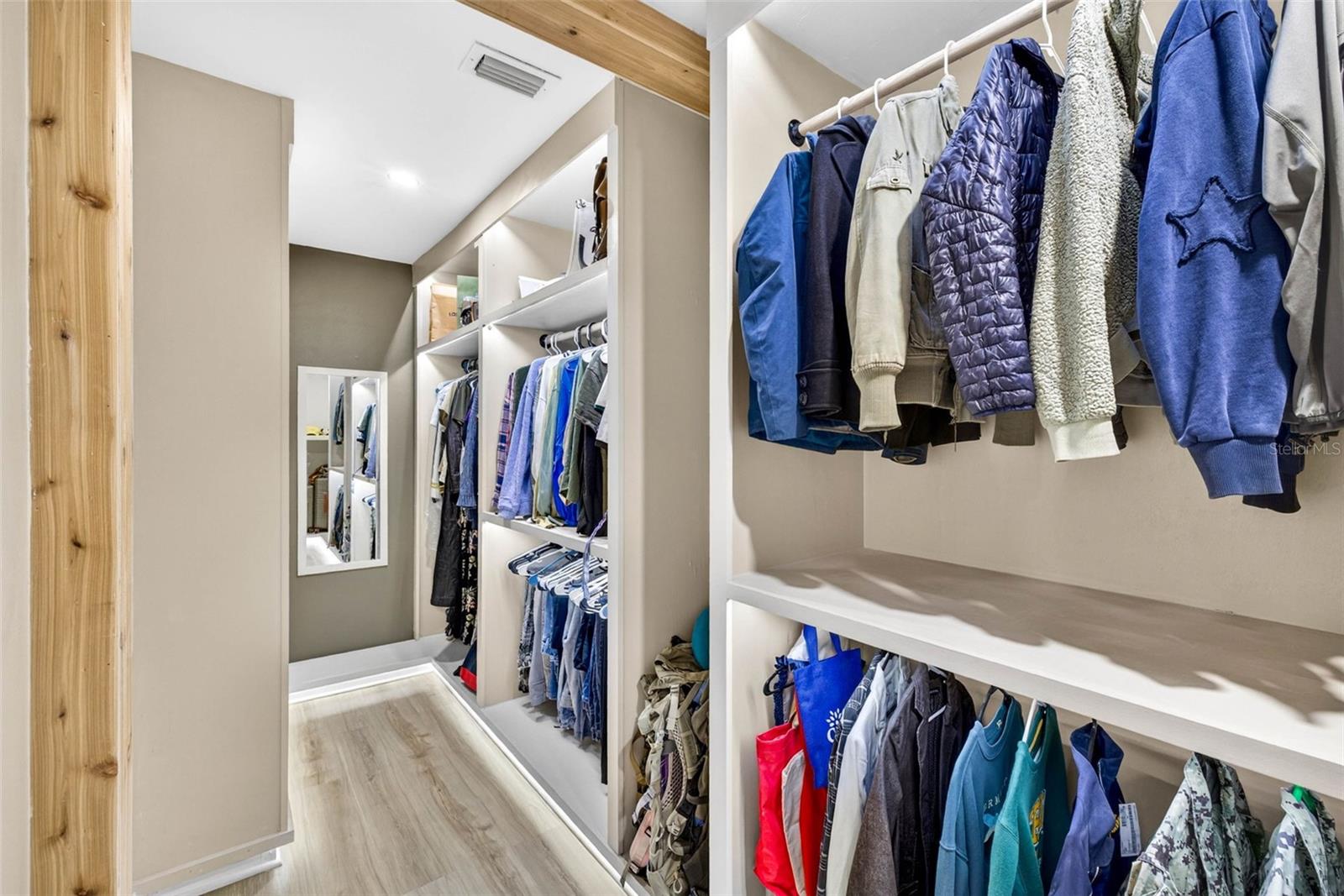 walk in with custom shelving