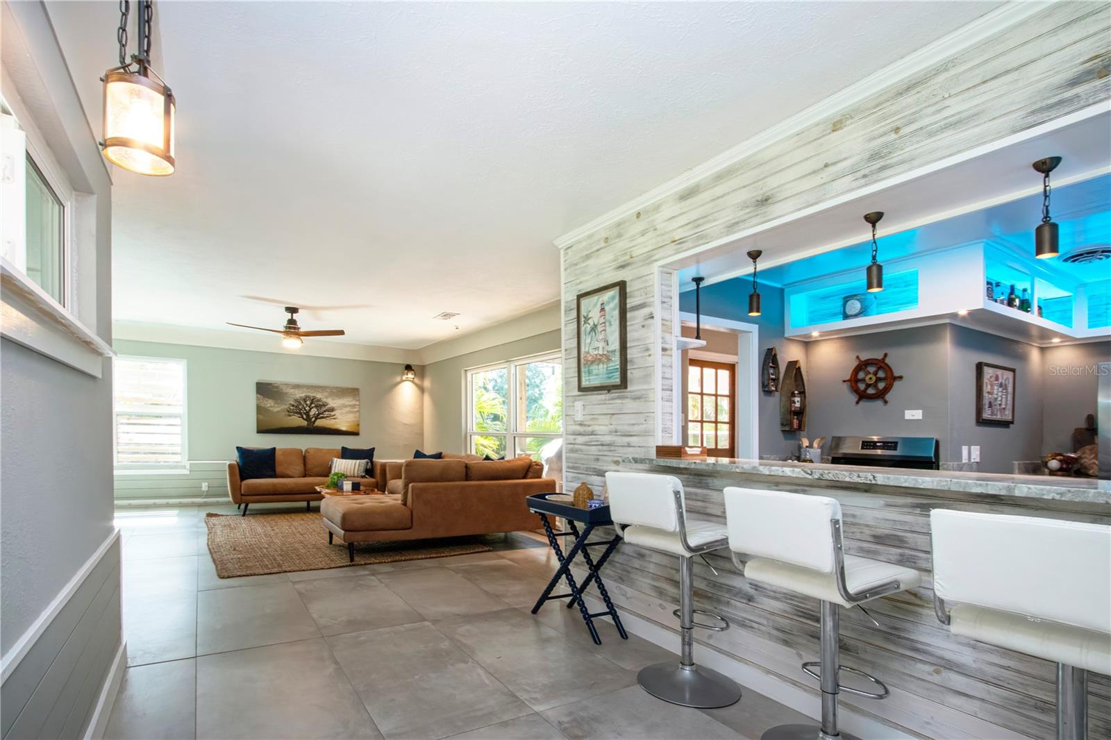 Breakfast bar with color changing hues