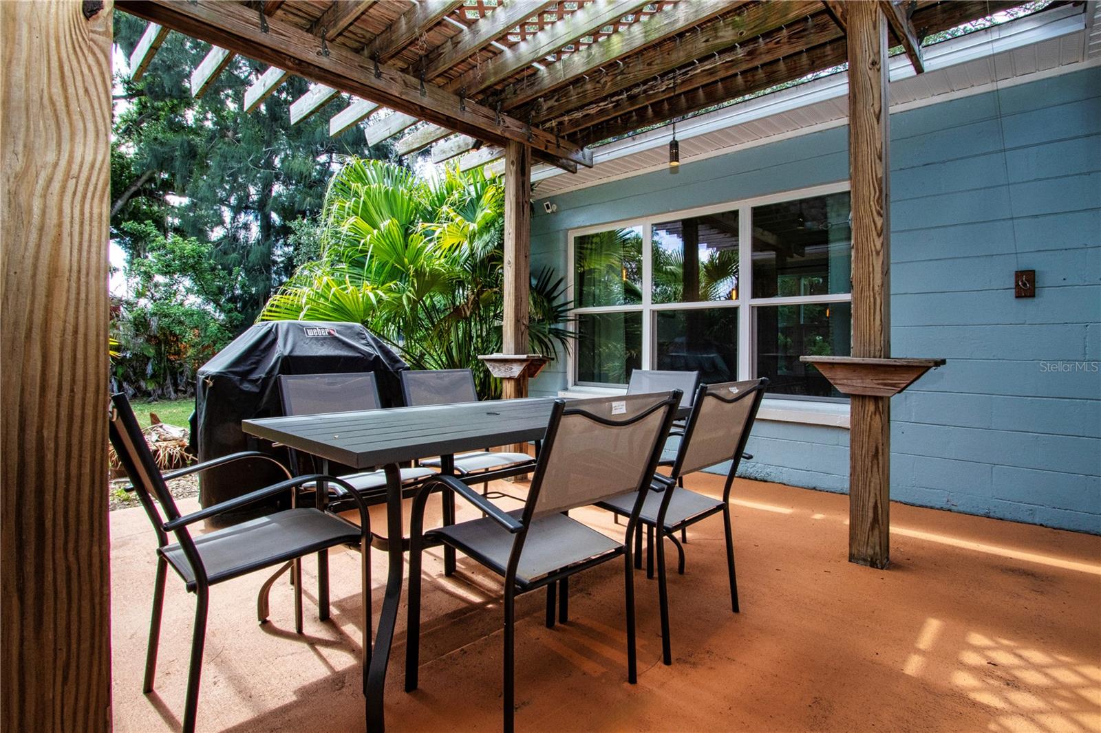 side patio with pergola