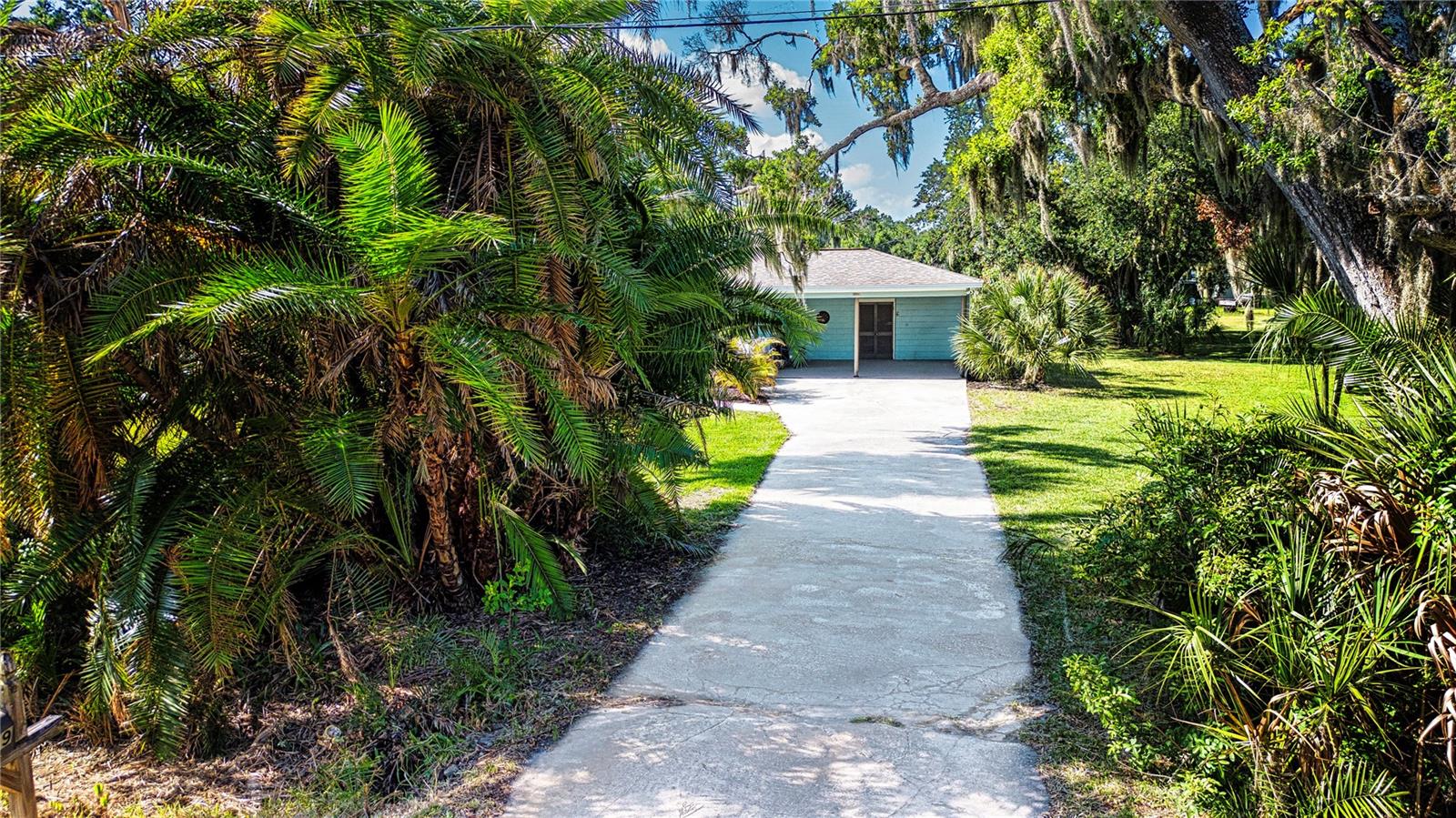 view up the clean crisp  driveway