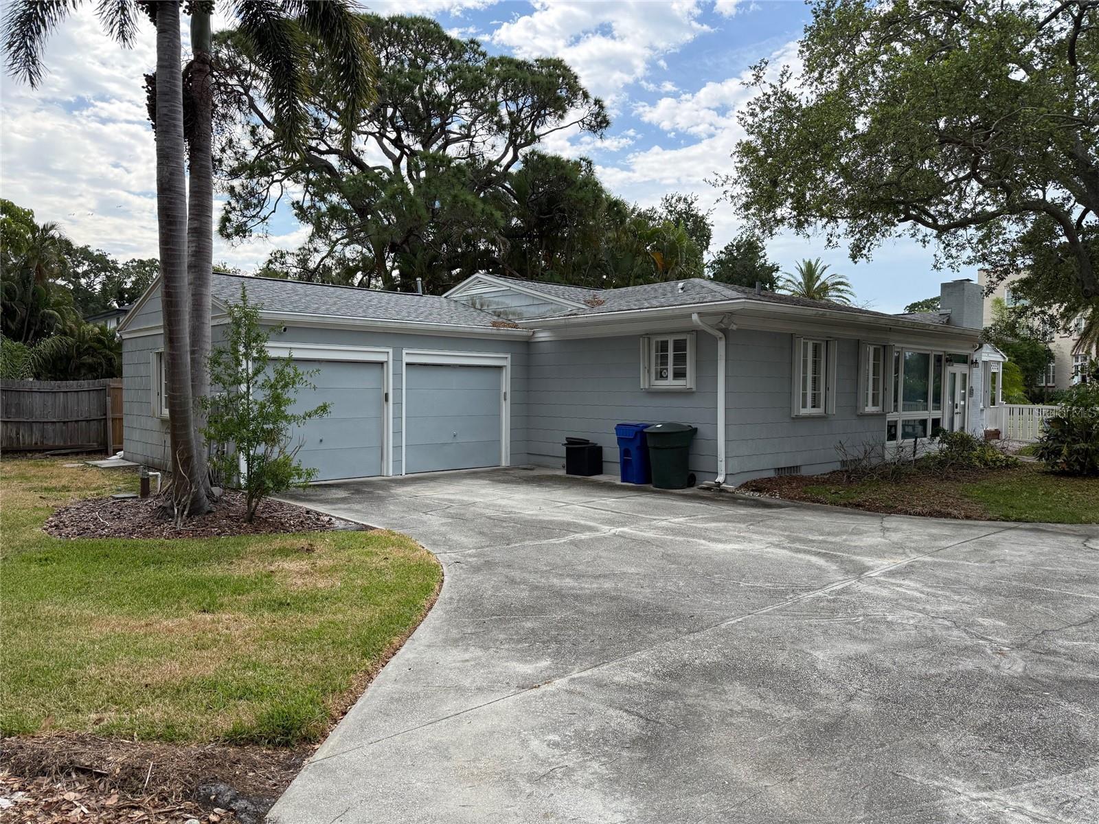 Two car garage and large driveway