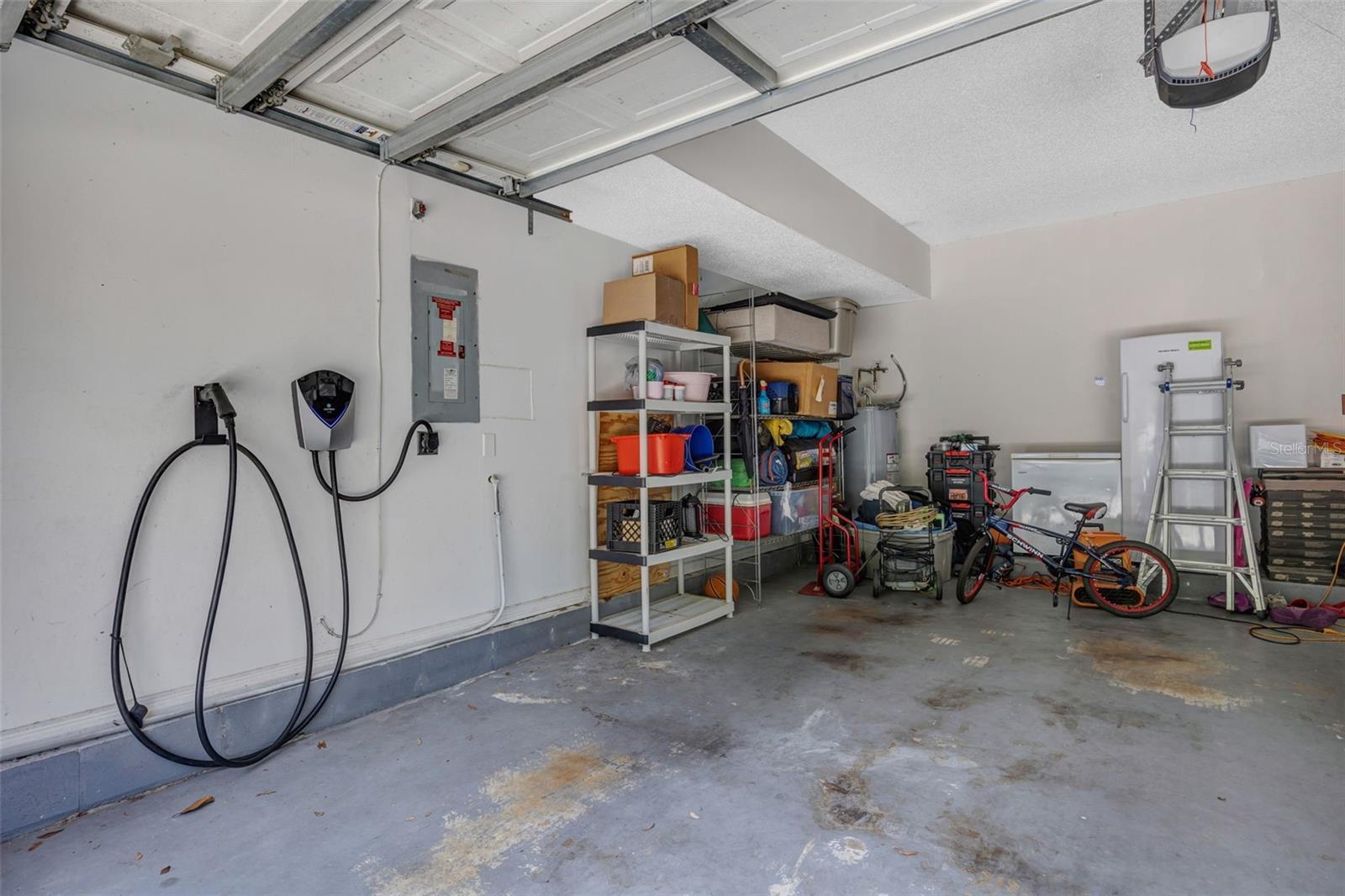 2 car garage with electric car charger.