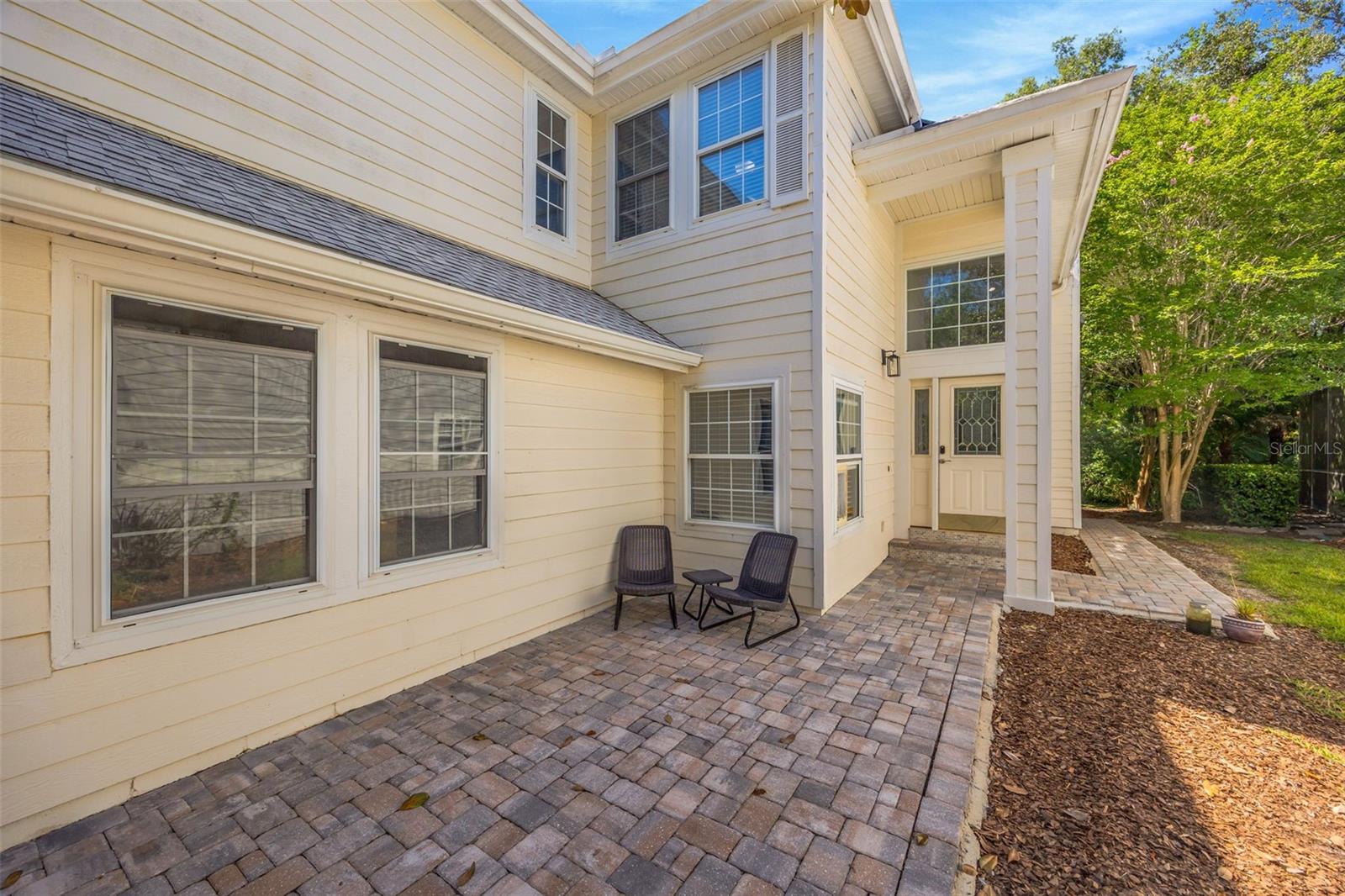 Brick paver entry area.