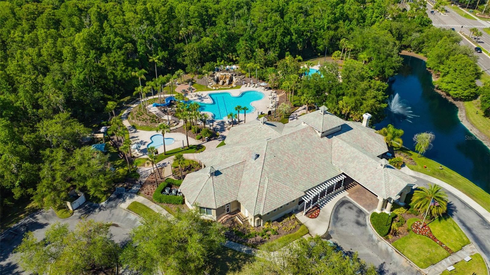 Tampa Palms community clubhouse & pool.