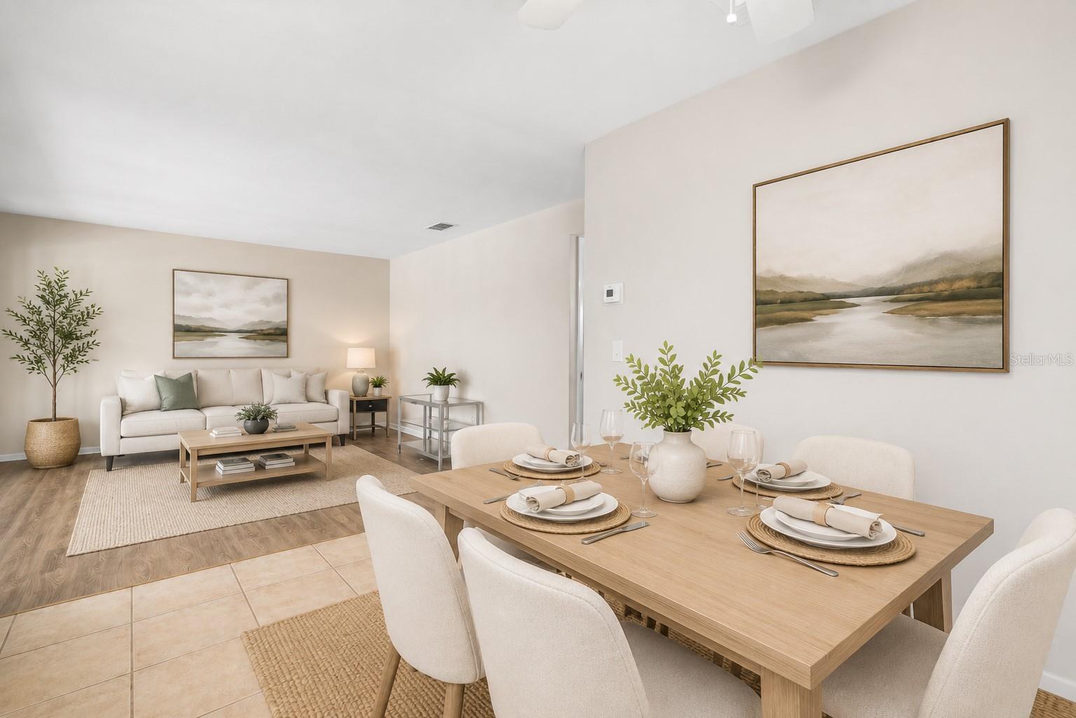 Virtual staging. Dining/Living Room