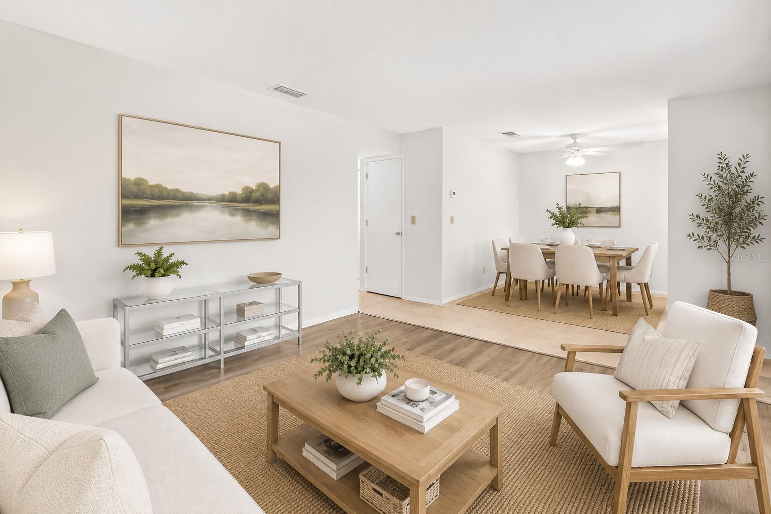 Virtual staging. Living Room and dining room