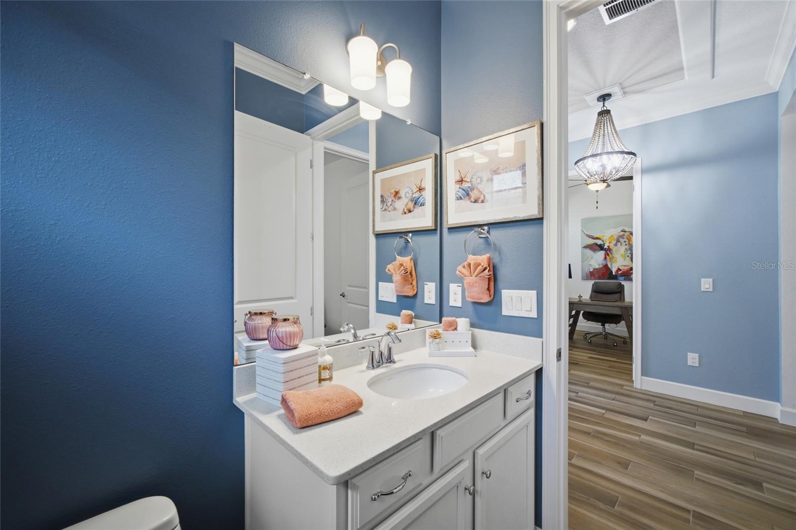 Second bathroom sits in between bedroom 2 & 3 toward front of house.