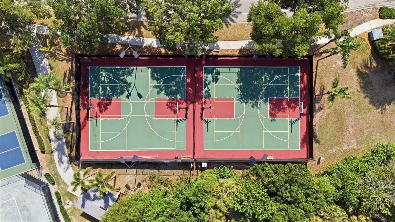 Lighted basketball court