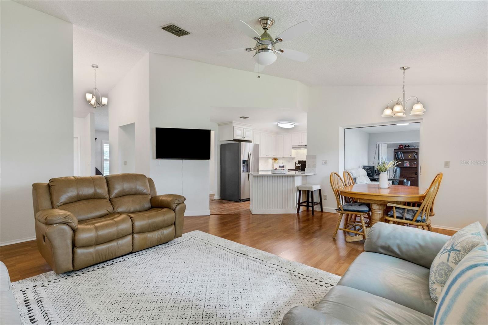 Family Room view into kitchen