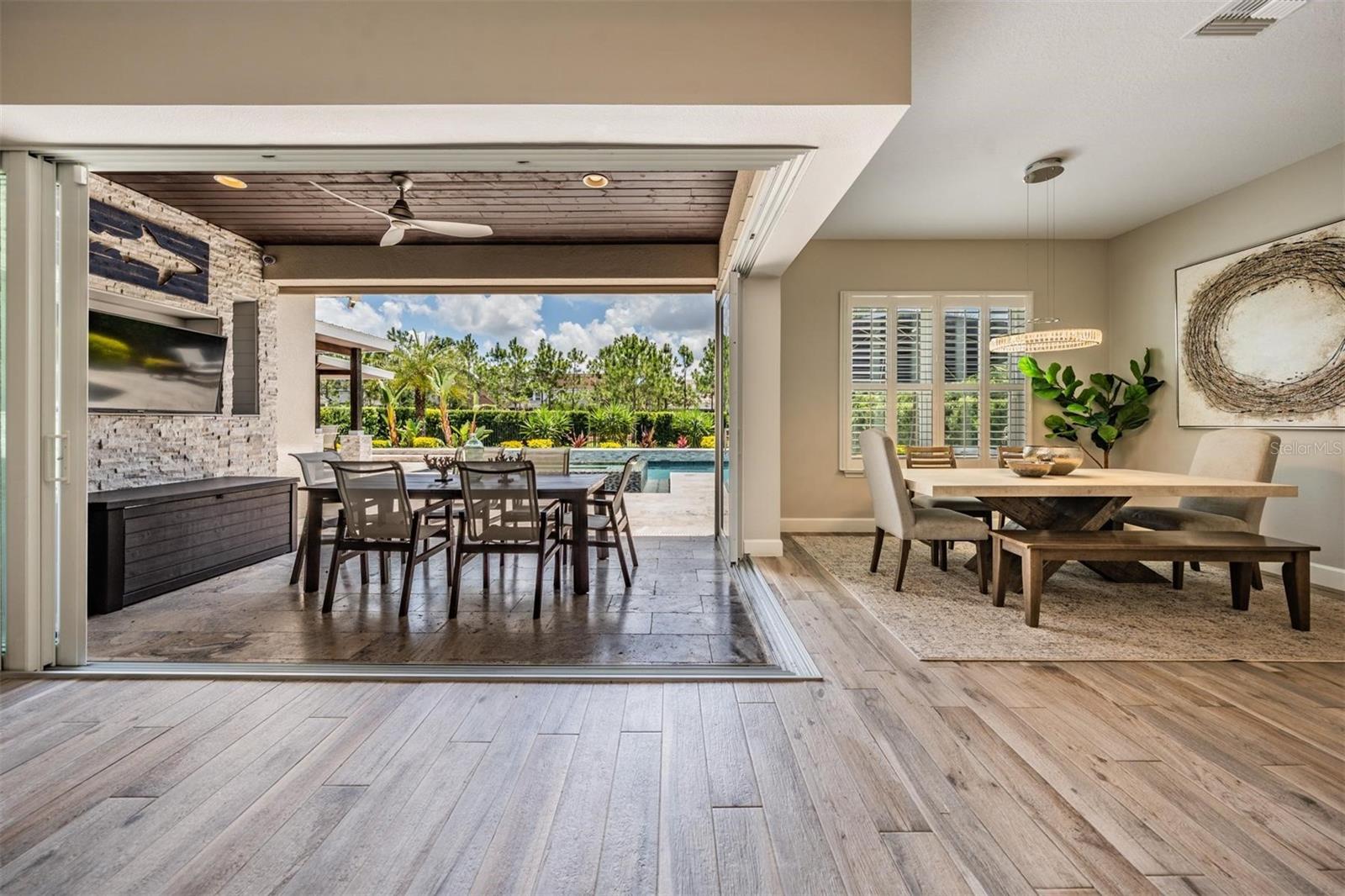 Dining area and open sliders