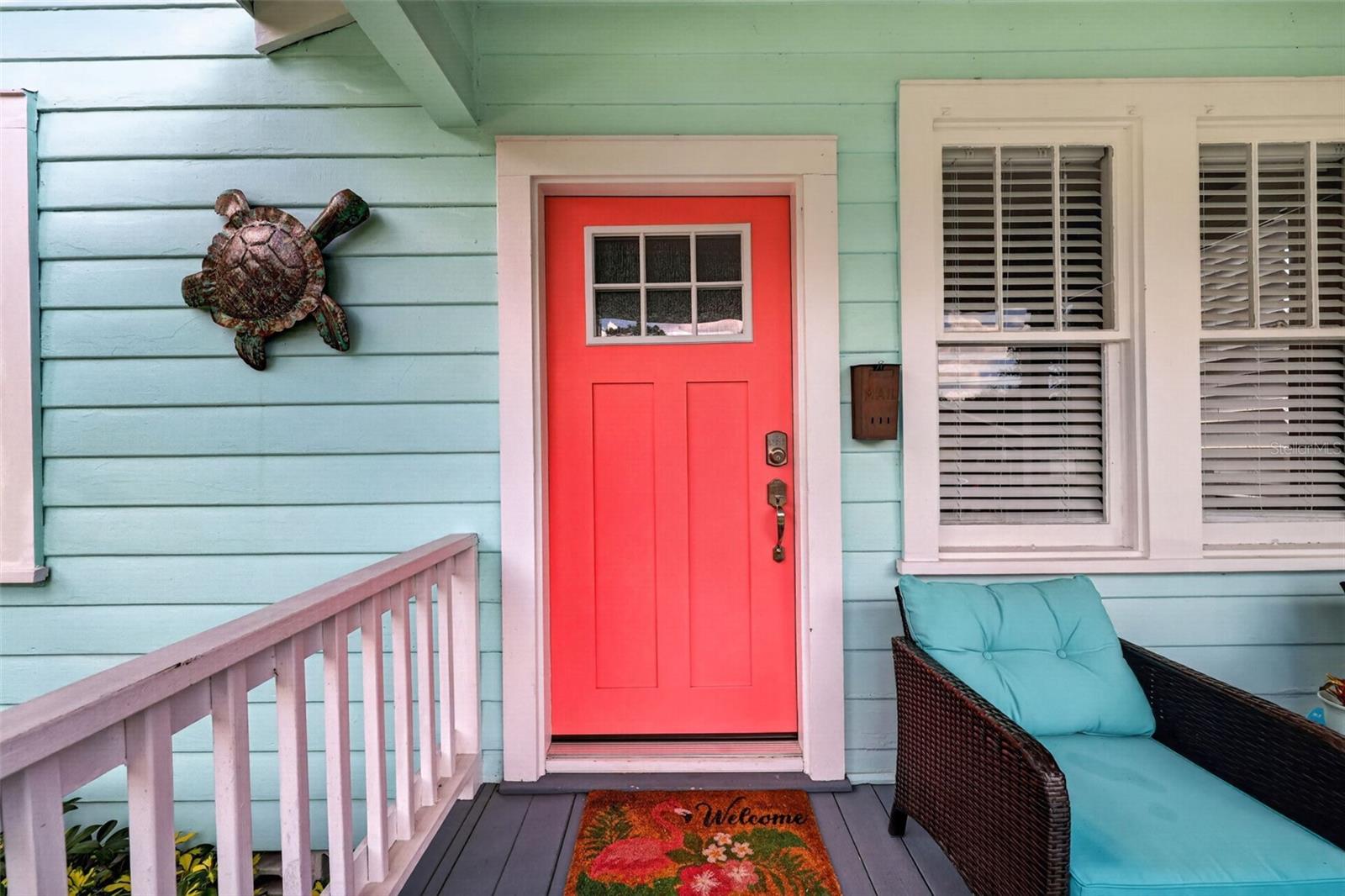 Colorful front door that will welcome you