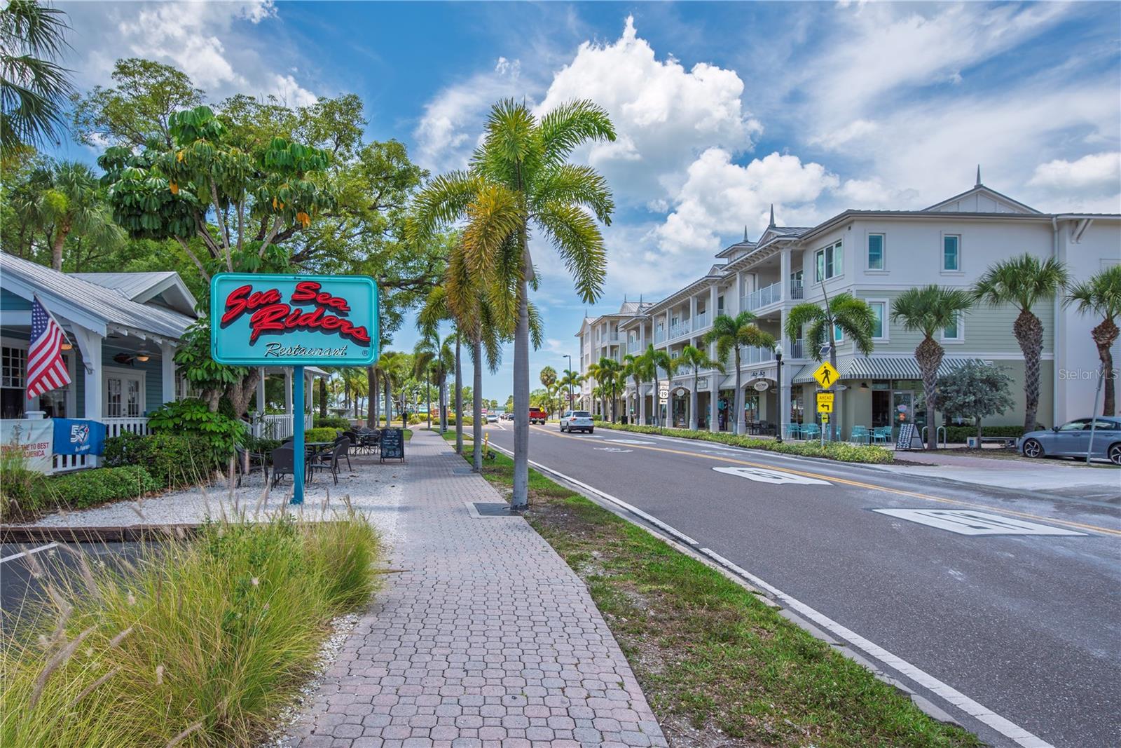 Restaurants, bars, shopping, waterfront park, and marina.