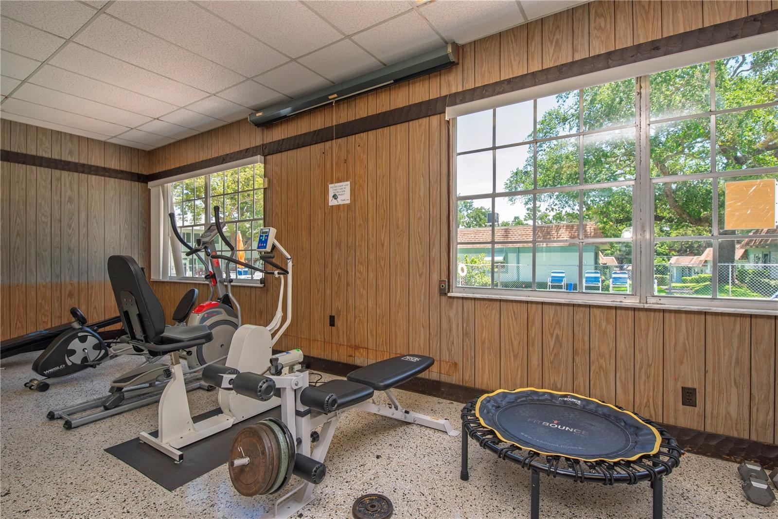 Clubhouse exercise equipment.