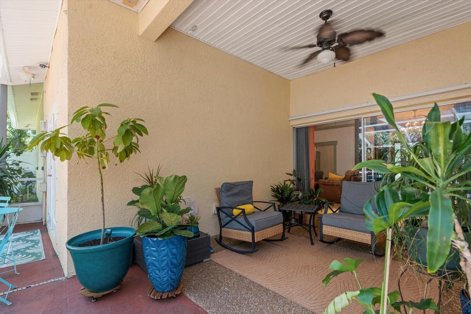 Covered Patio and Sliding Doors leading into house
