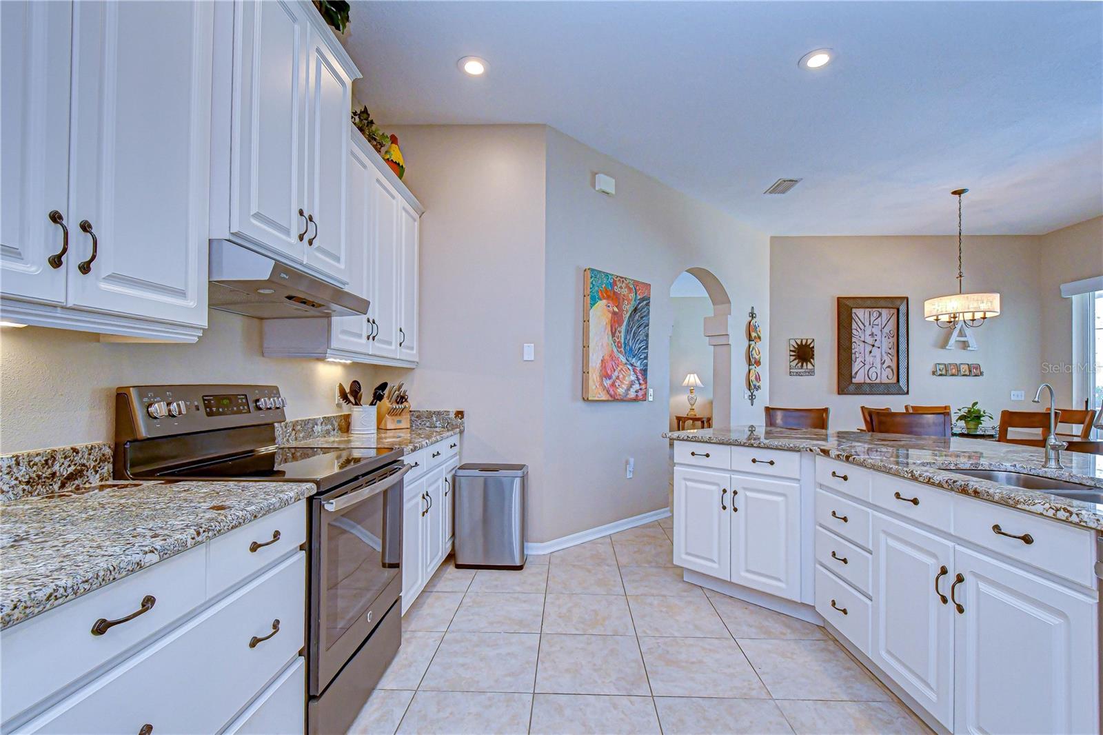 Stainless steel appliances with modern functionality.