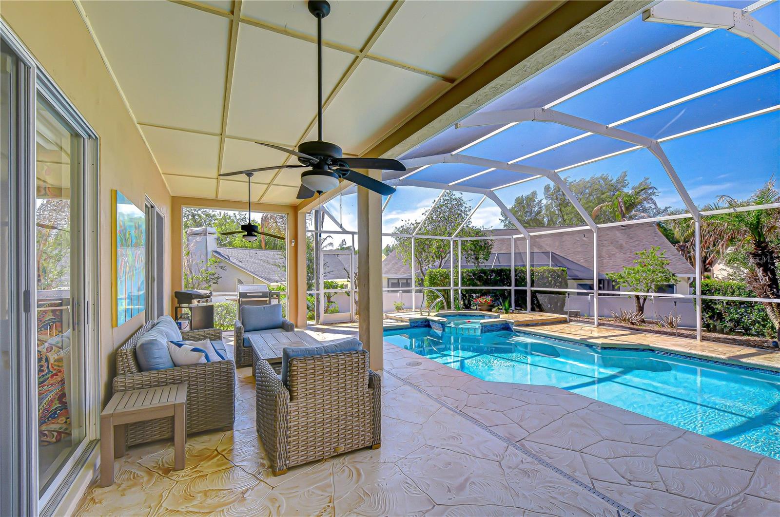 Resort-style pool and spa creating a private backyard retreat.