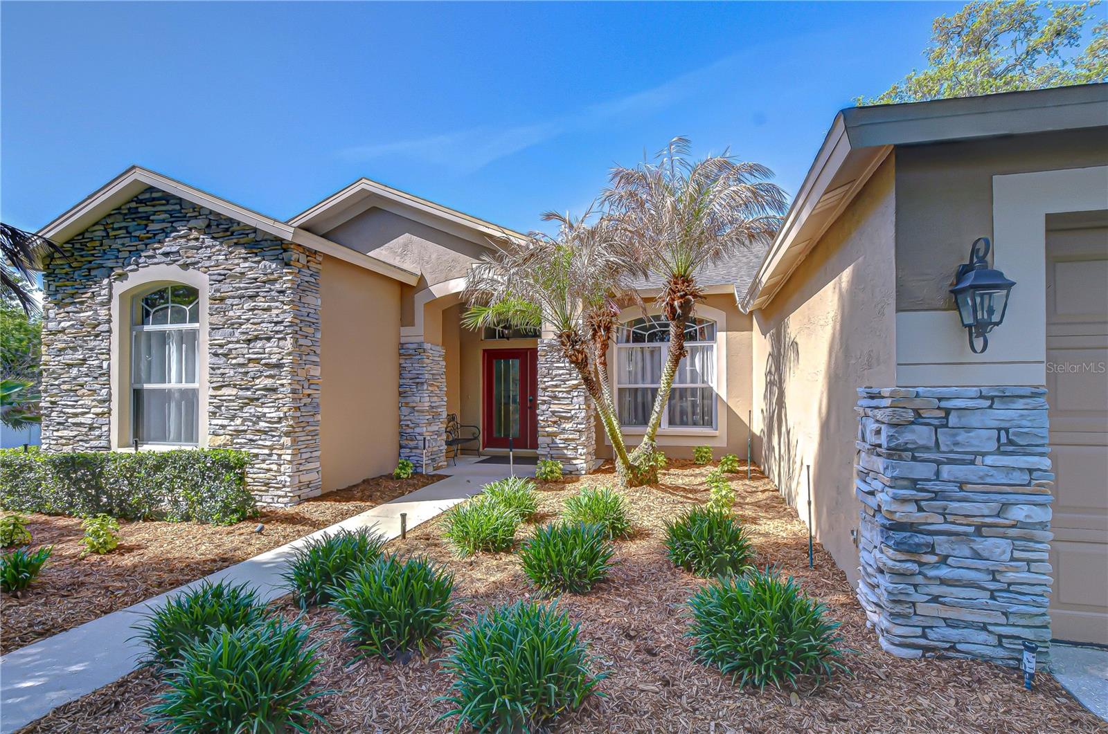 Elegant stone detailing enhancing the exterior design.