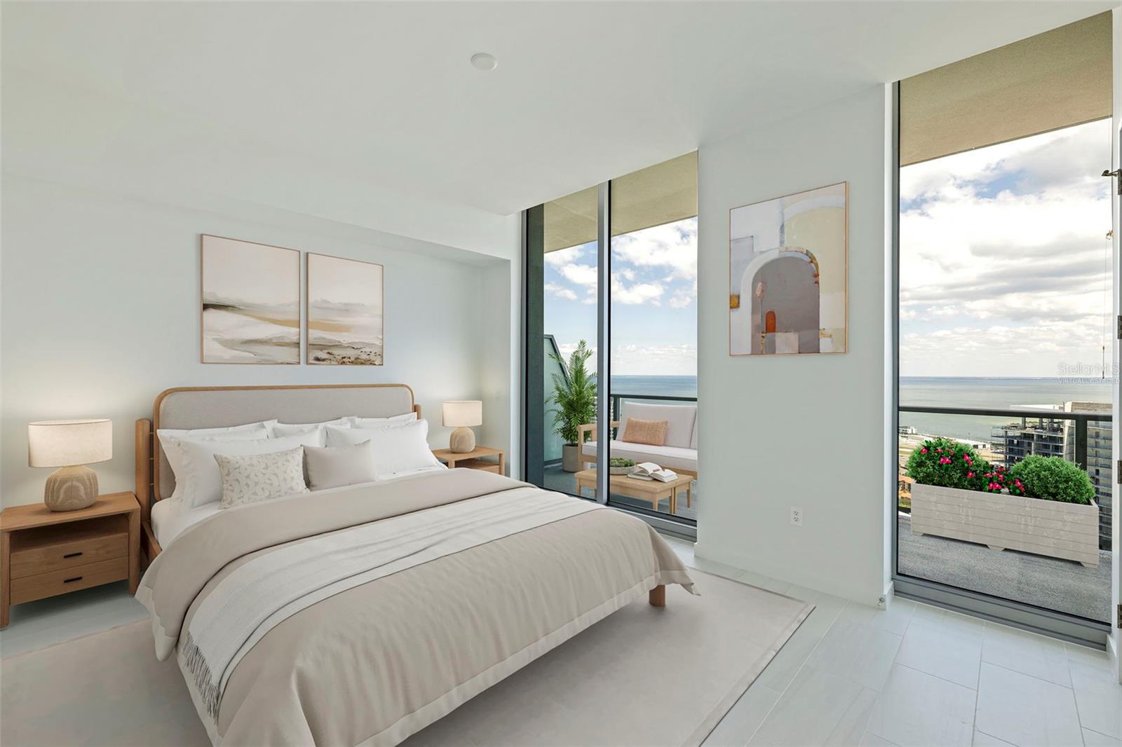 Primary bedroom picture is virtually staged
