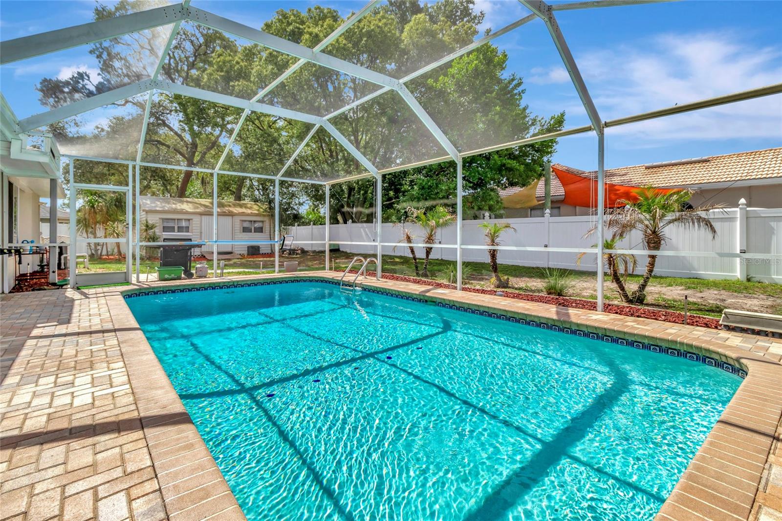 Pool with pull down shades