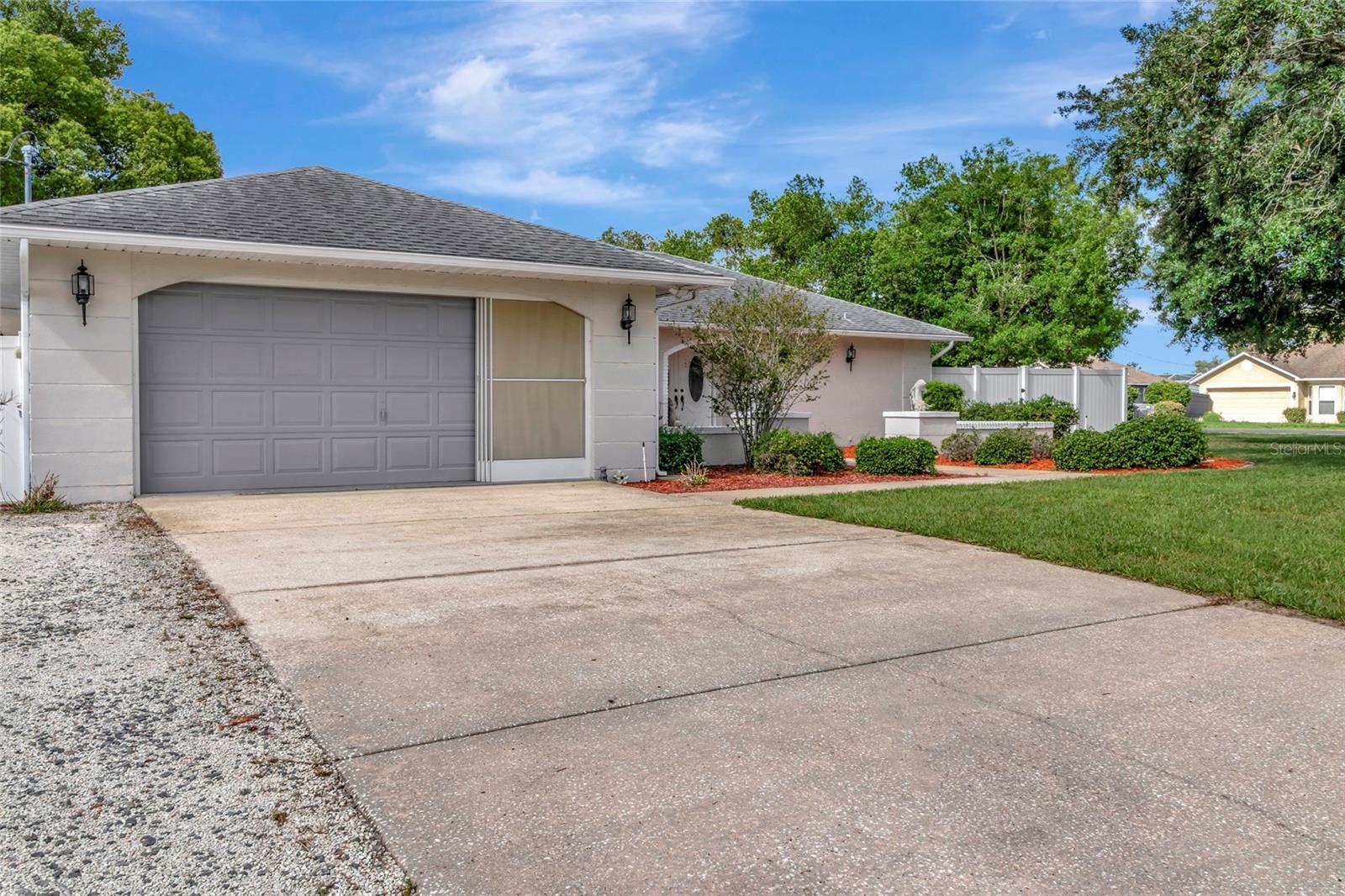 Extra Large driveway garage showing screen