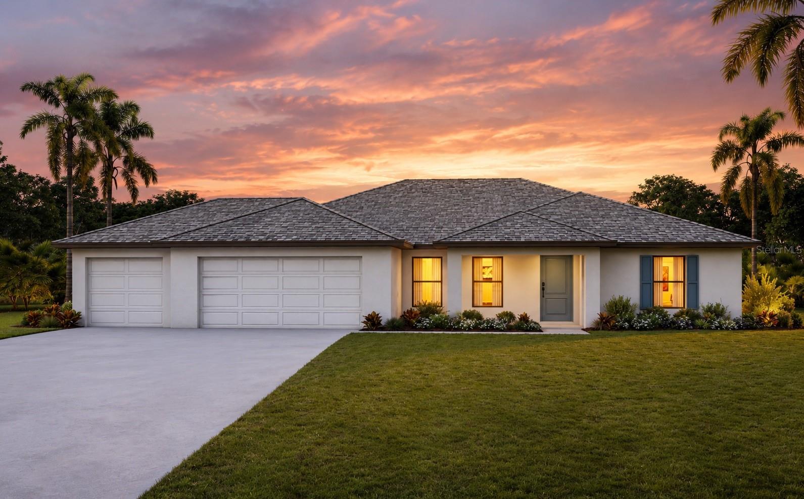 Exterior 3 Car Garage