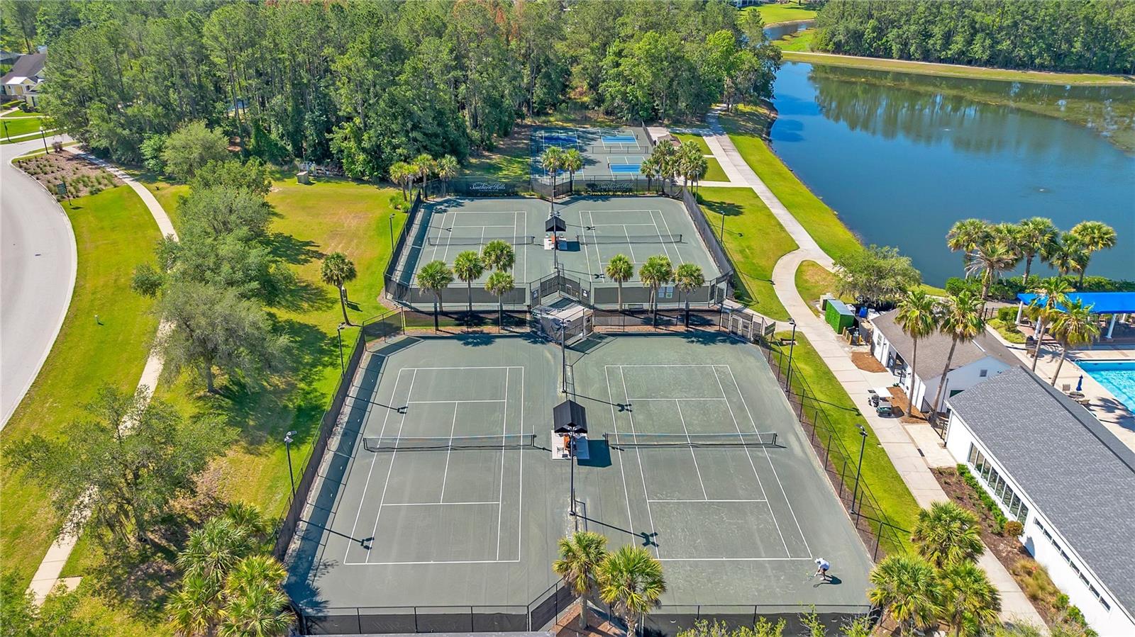 Community tennis courts, pickleball courts.